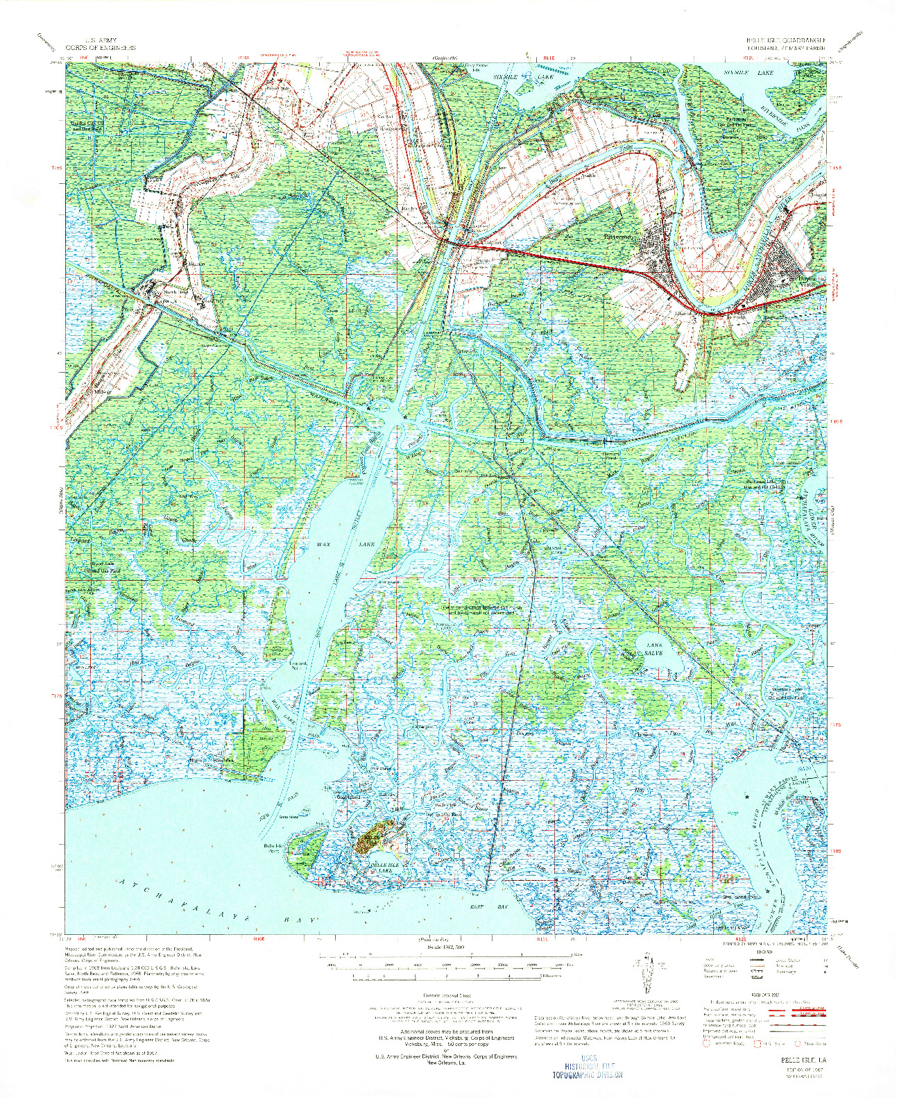 USGS 1:62500-SCALE QUADRANGLE FOR BELLE ISLE, LA 1967