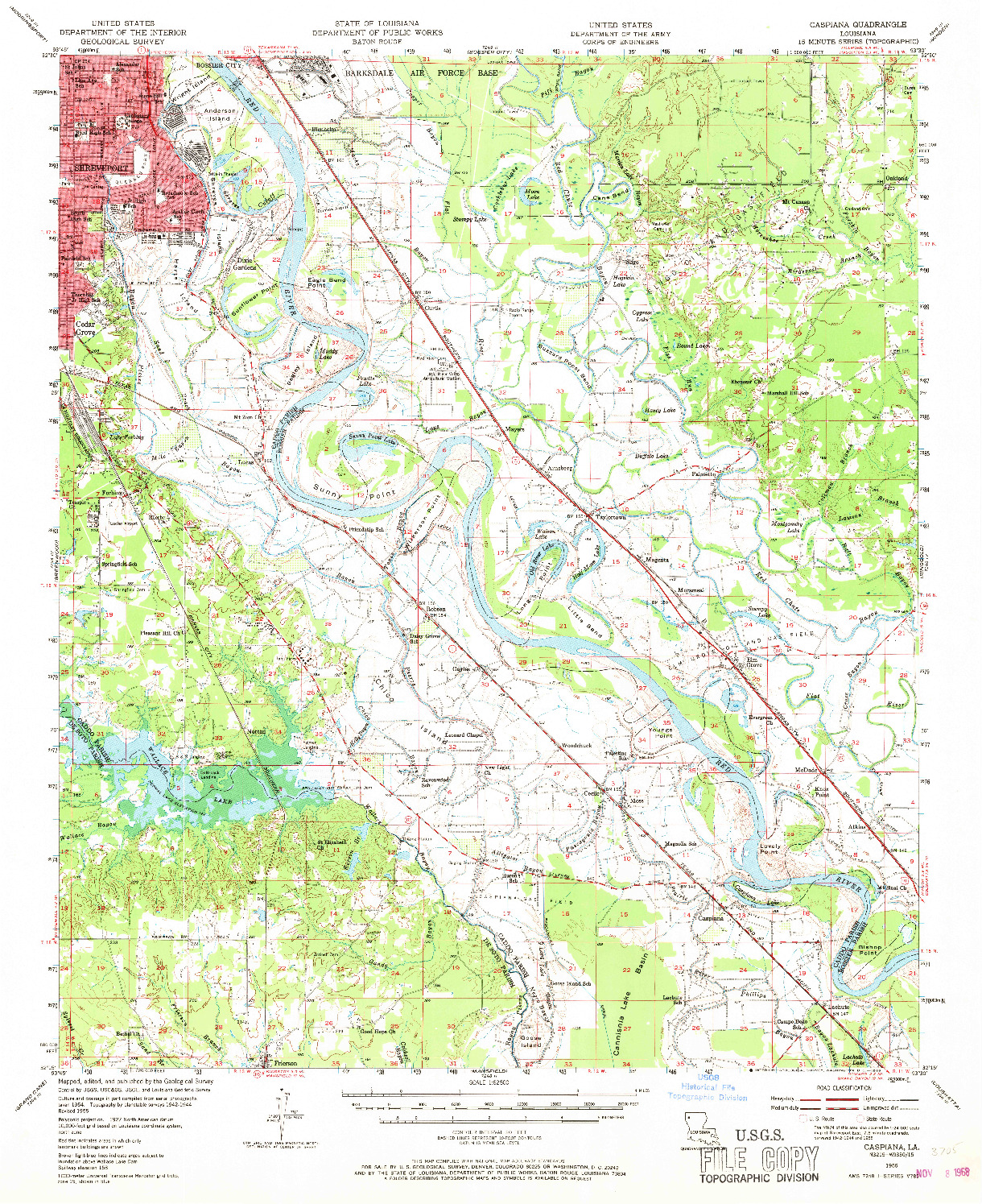 USGS 1:62500-SCALE QUADRANGLE FOR CASPIANA, LA 1955