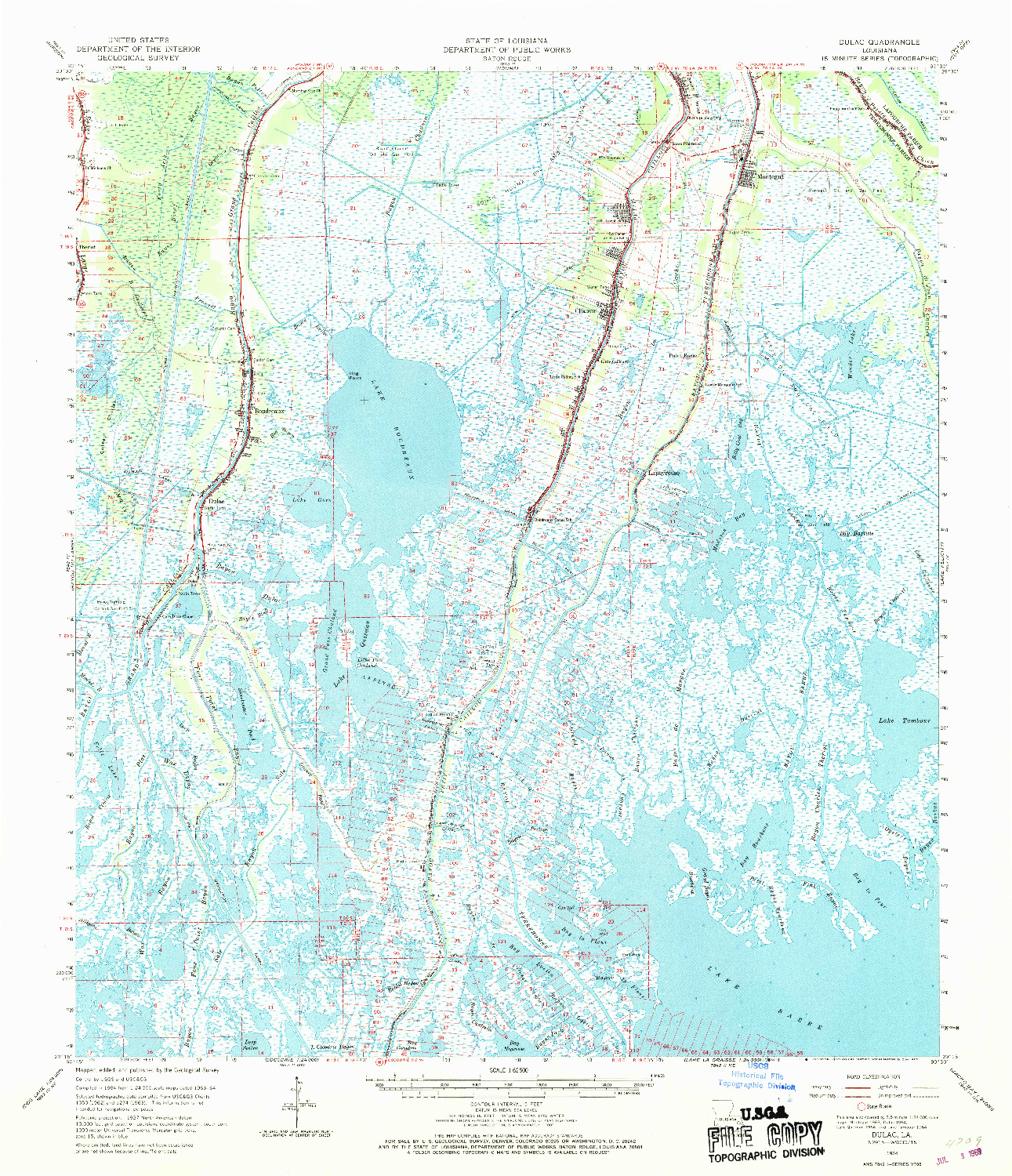 USGS 1:62500-SCALE QUADRANGLE FOR DULAC, LA 1964