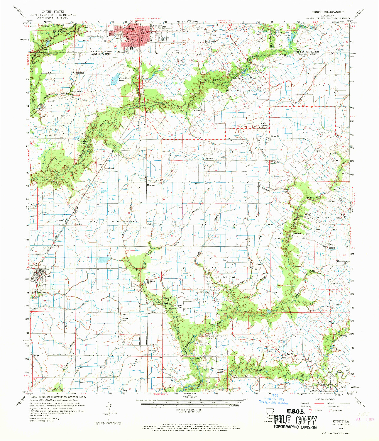 USGS 1:62500-SCALE QUADRANGLE FOR EUNICE, LA 1959