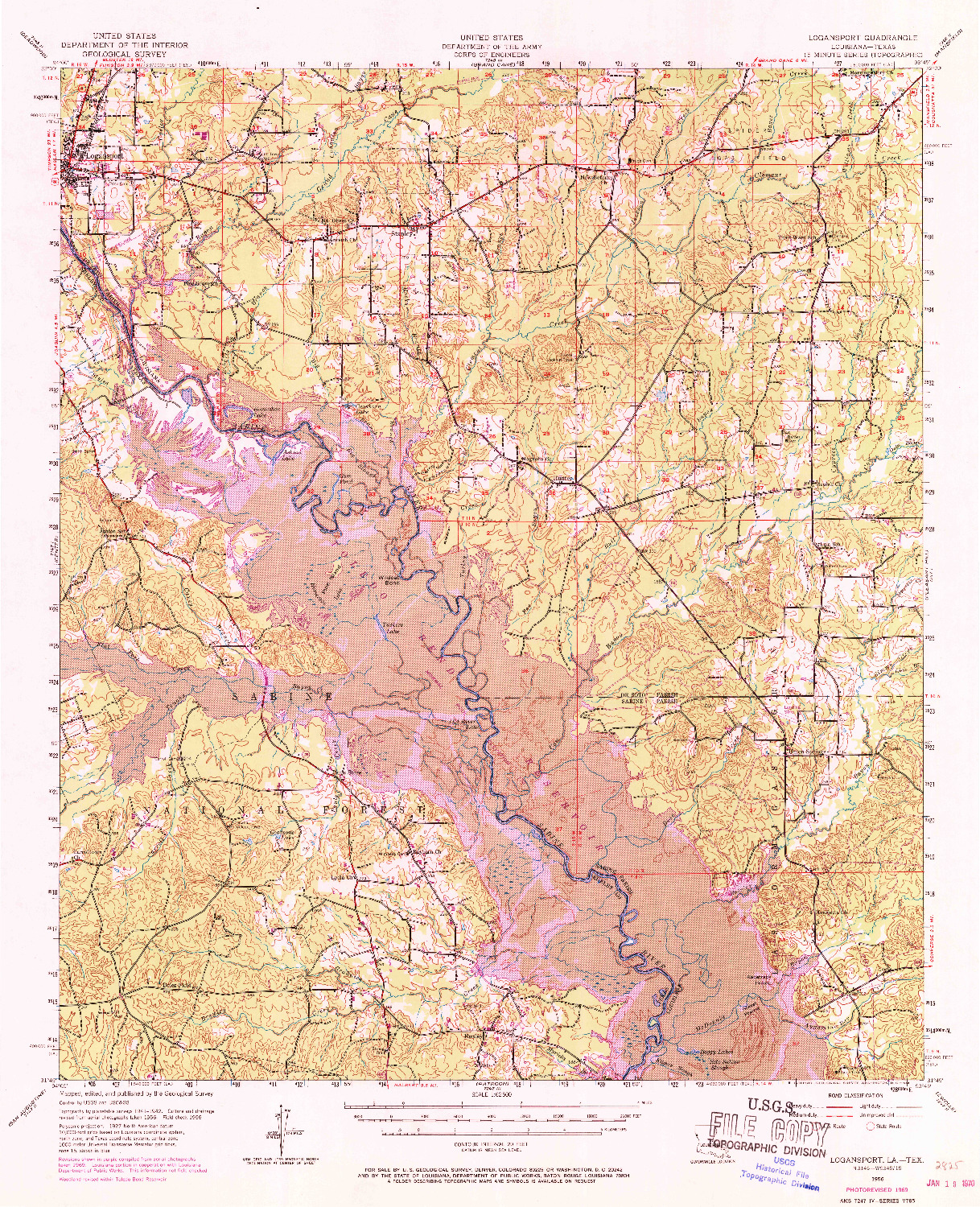 USGS 1:62500-SCALE QUADRANGLE FOR LOGANSPORT, LA 1956