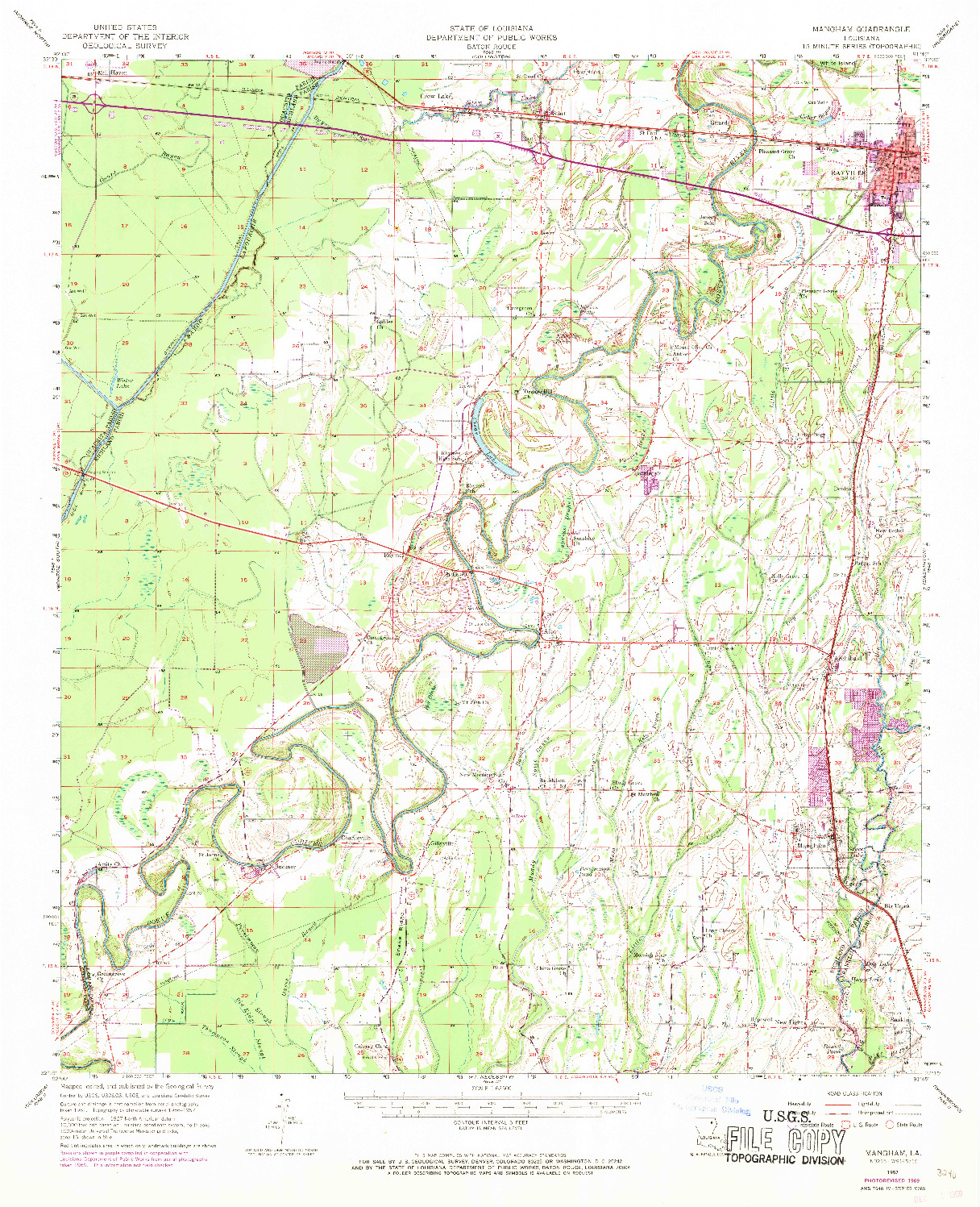 USGS 1:62500-SCALE QUADRANGLE FOR MANGHAM, LA 1957