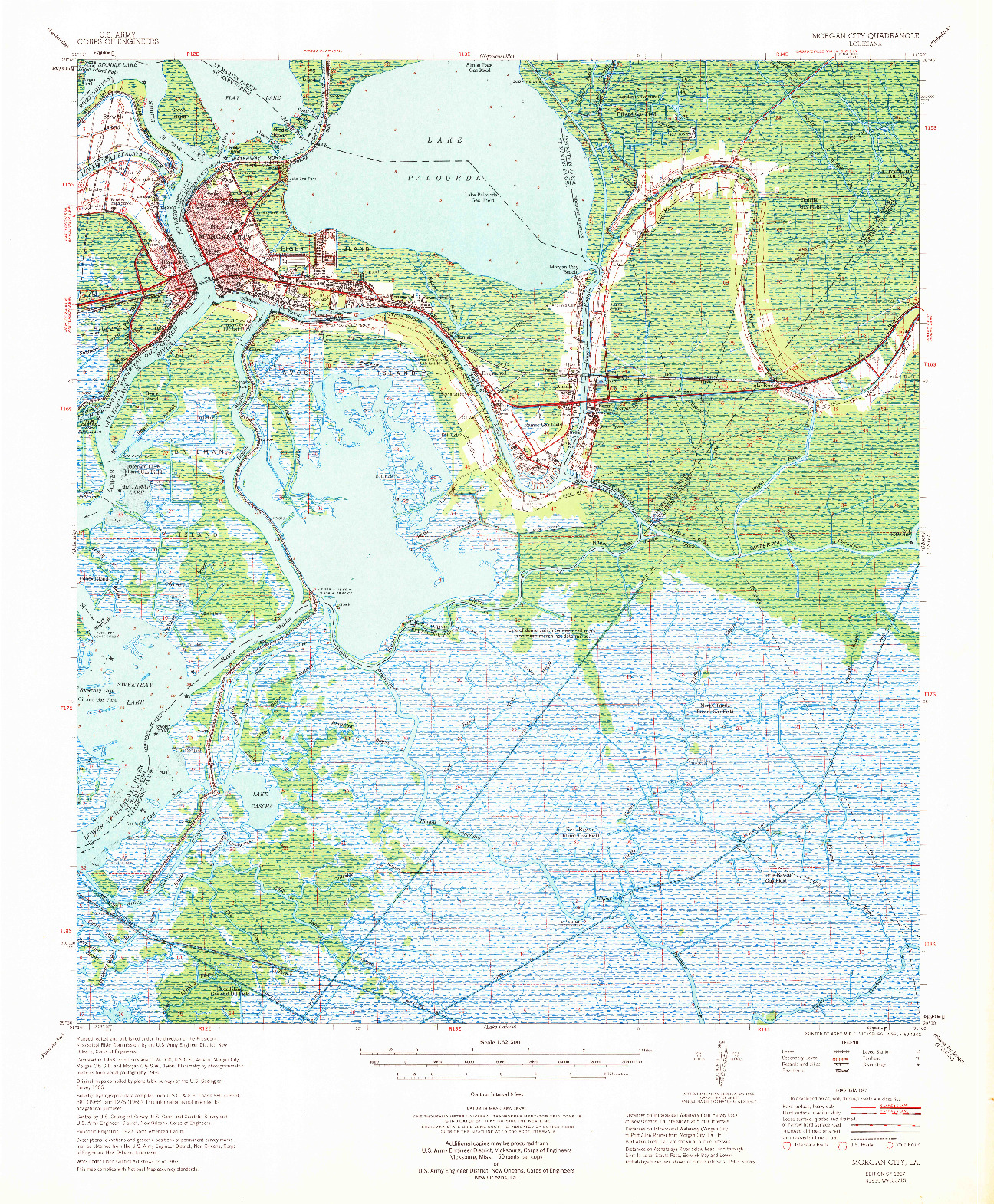 USGS 1:62500-SCALE QUADRANGLE FOR MORGAN CITY, LA 1967