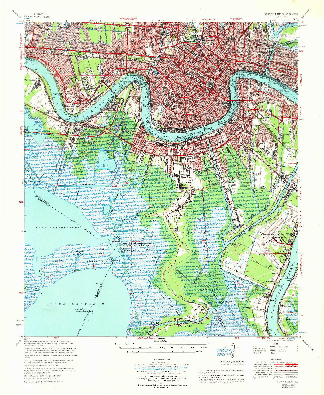 USGS 1:62500-SCALE QUADRANGLE FOR NEW ORLEANS, LA 1967