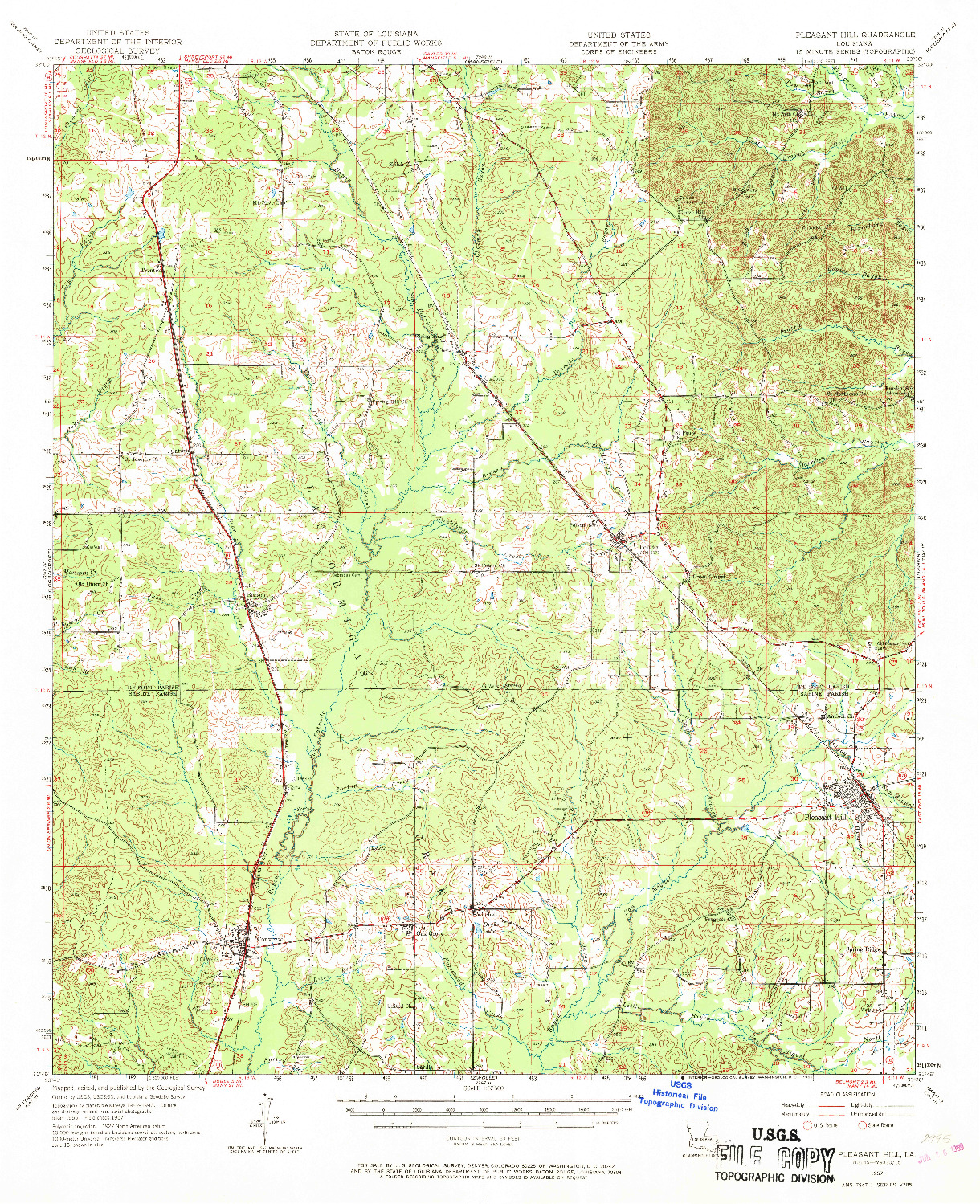 USGS 1:62500-SCALE QUADRANGLE FOR PLEASANT HILL, LA 1957