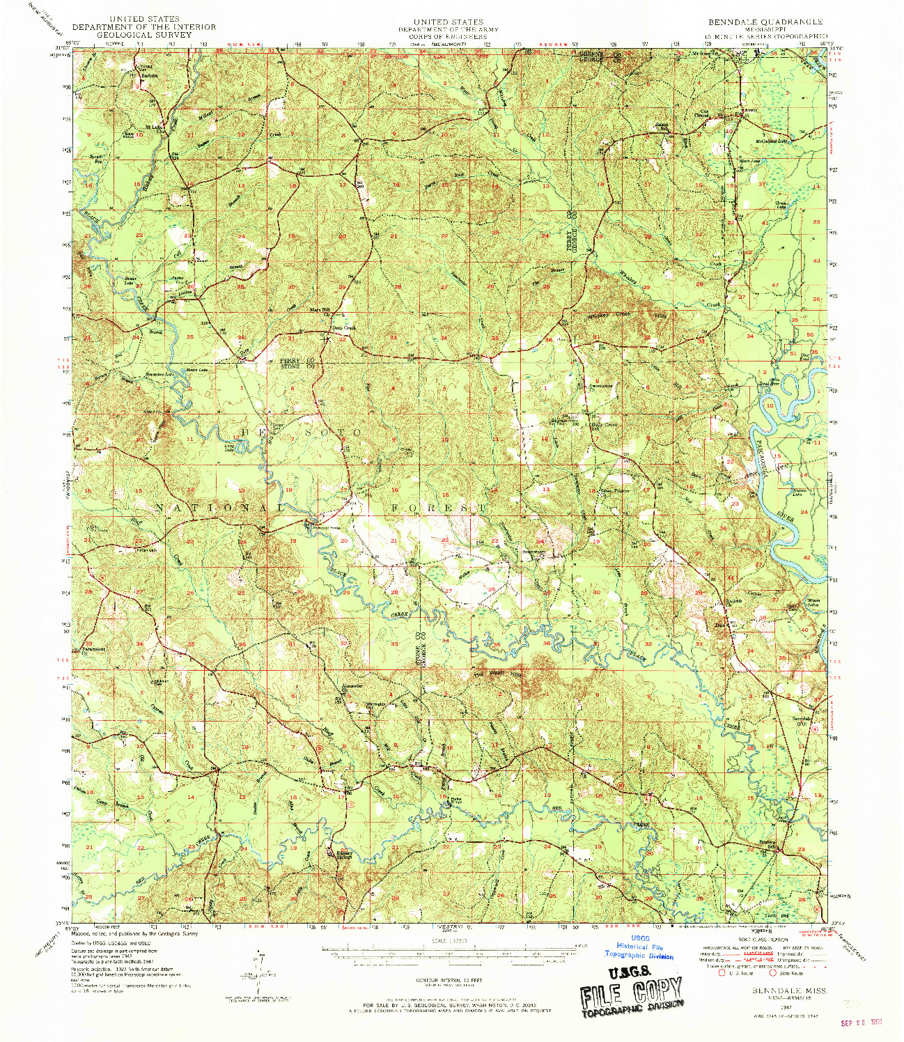 USGS 1:62500-SCALE QUADRANGLE FOR BENNDALE, MS 1947