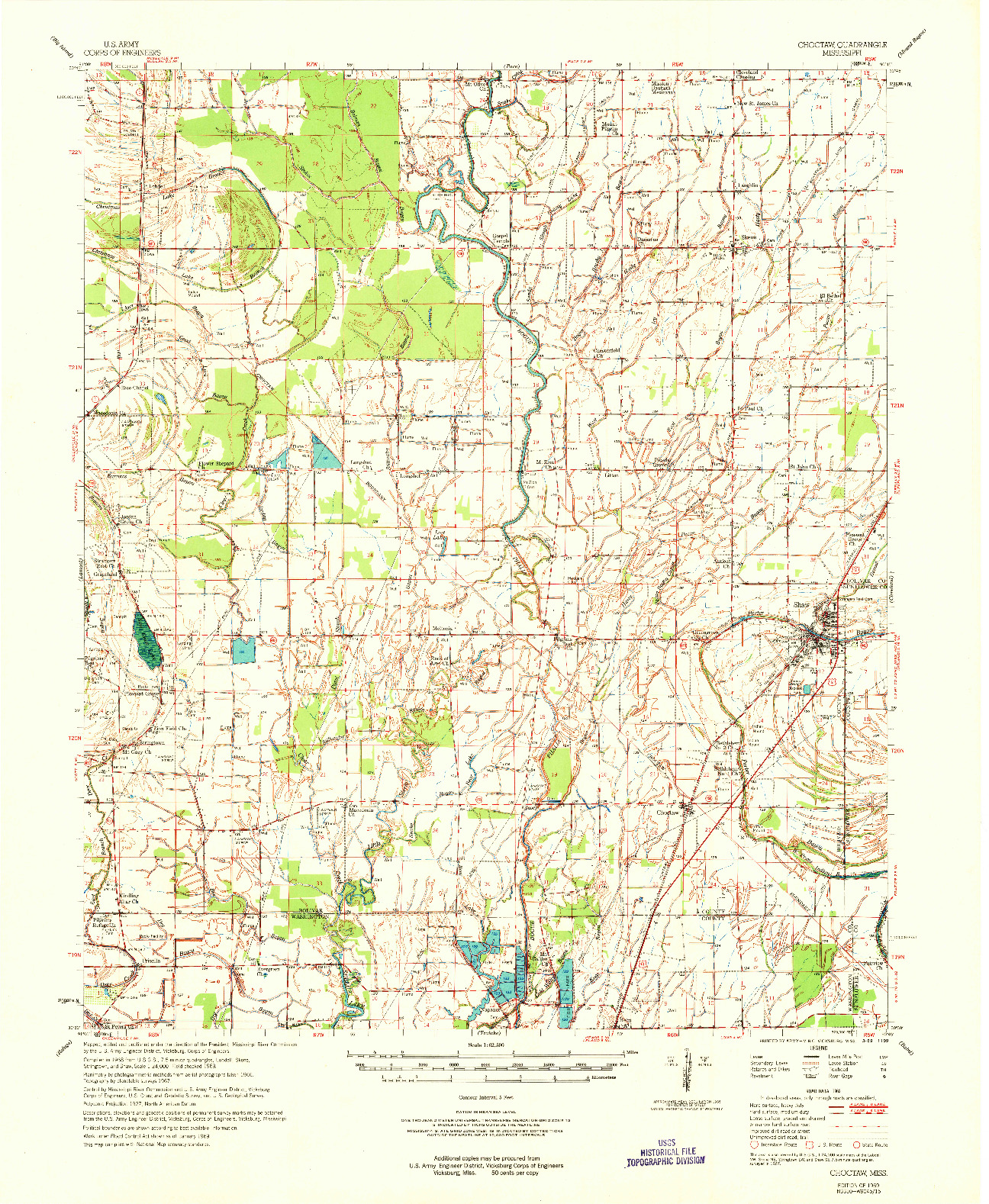 USGS 1:62500-SCALE QUADRANGLE FOR CHOCTAW, MS 1969