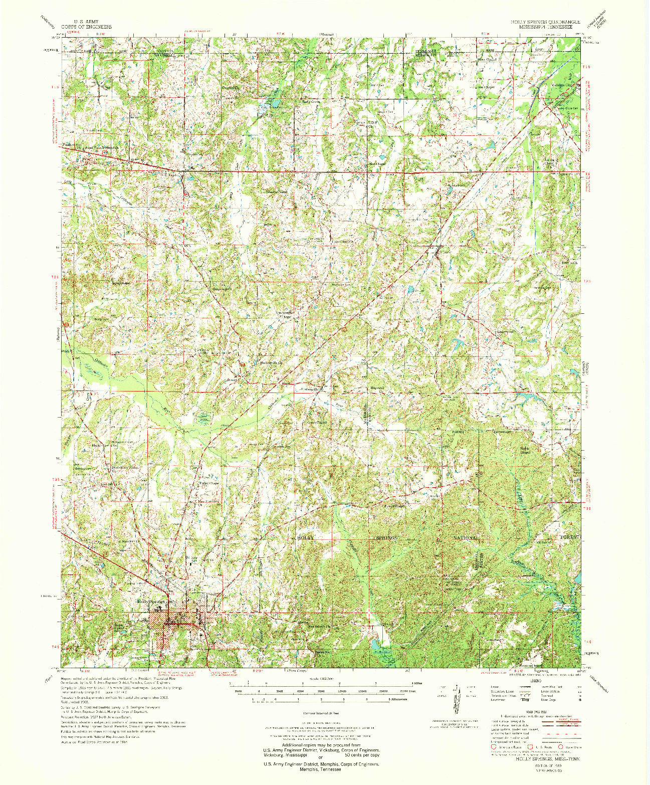 USGS 1:62500-SCALE QUADRANGLE FOR HOLLY SPRINGS, MS 1969