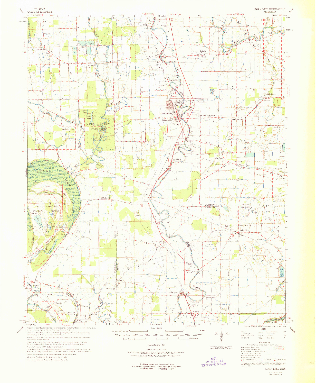 USGS 1:62500-SCALE QUADRANGLE FOR SWAN LAKE, MS 1969