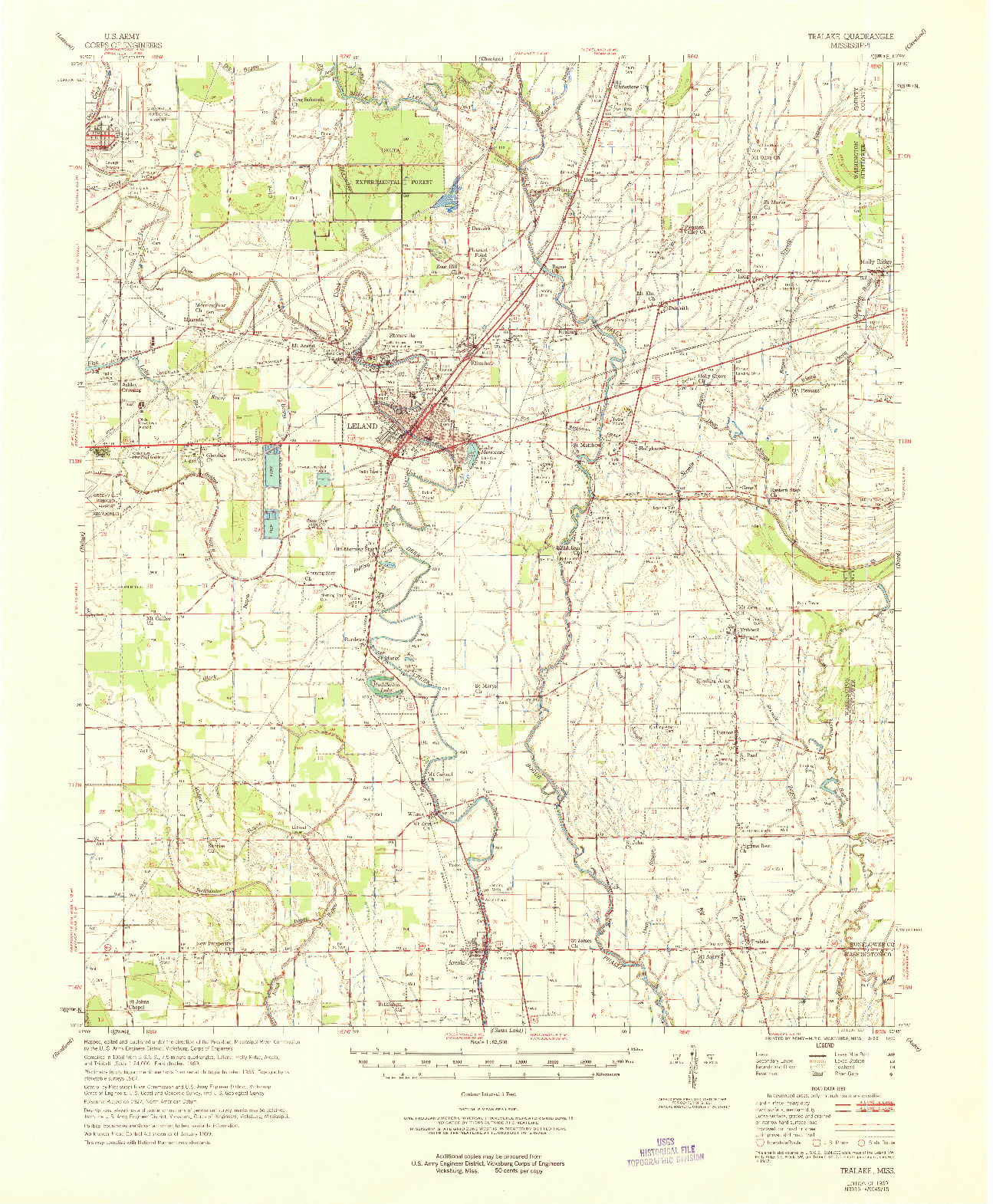 USGS 1:62500-SCALE QUADRANGLE FOR TRALAKE, MS 1969