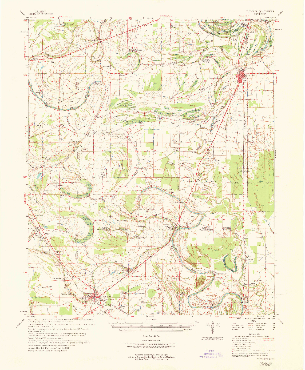 USGS 1:62500-SCALE QUADRANGLE FOR TUTWILER, MS 1969