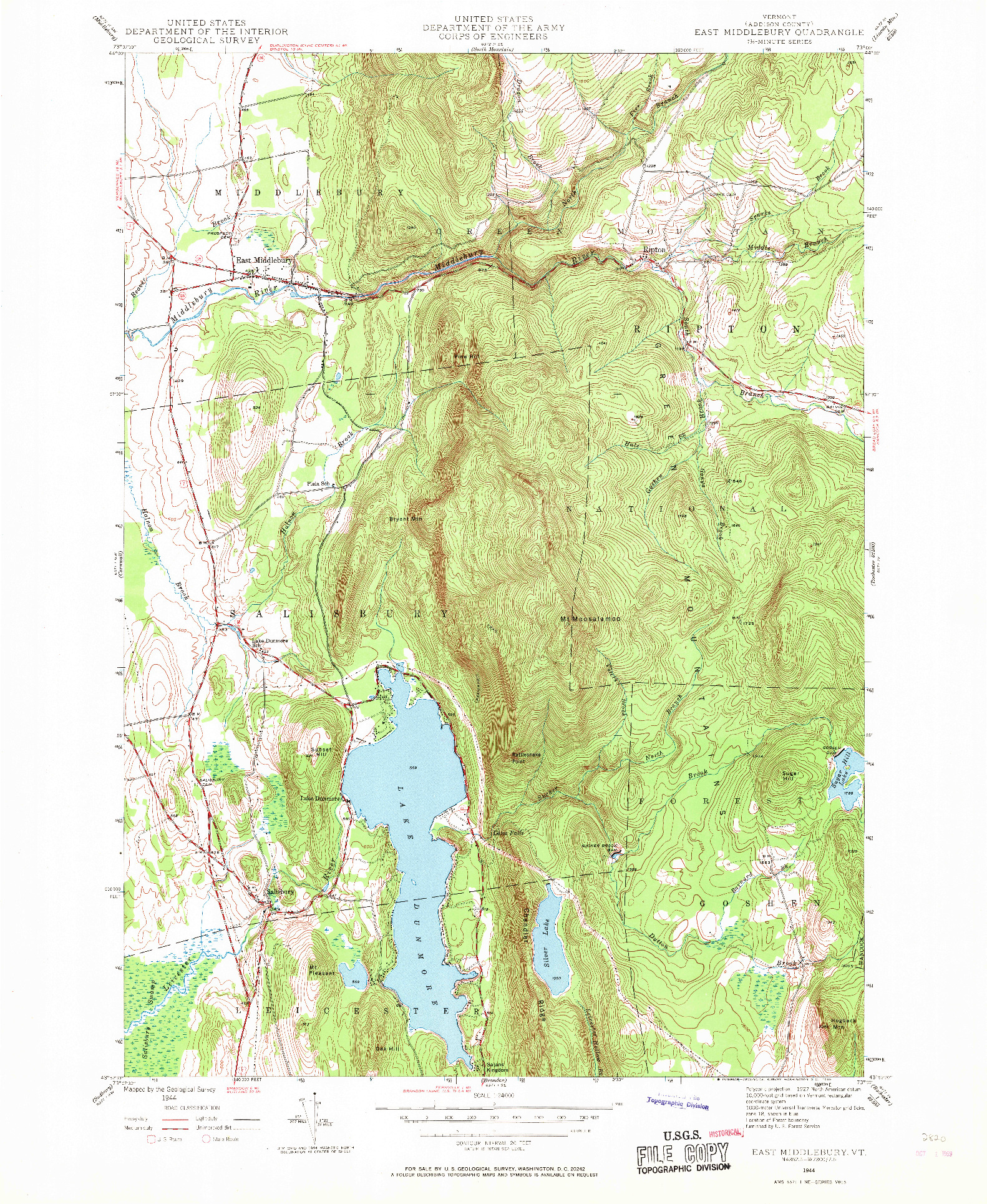 USGS 1:24000-SCALE QUADRANGLE FOR EAST MIDDLEBURY, VT 1944