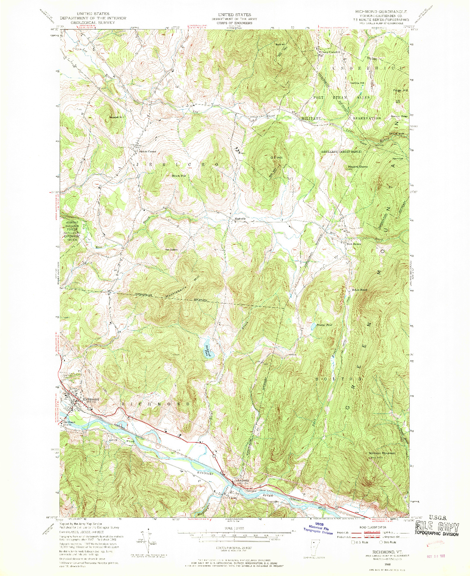 USGS 1:24000-SCALE QUADRANGLE FOR RICHMOND, VT 1948