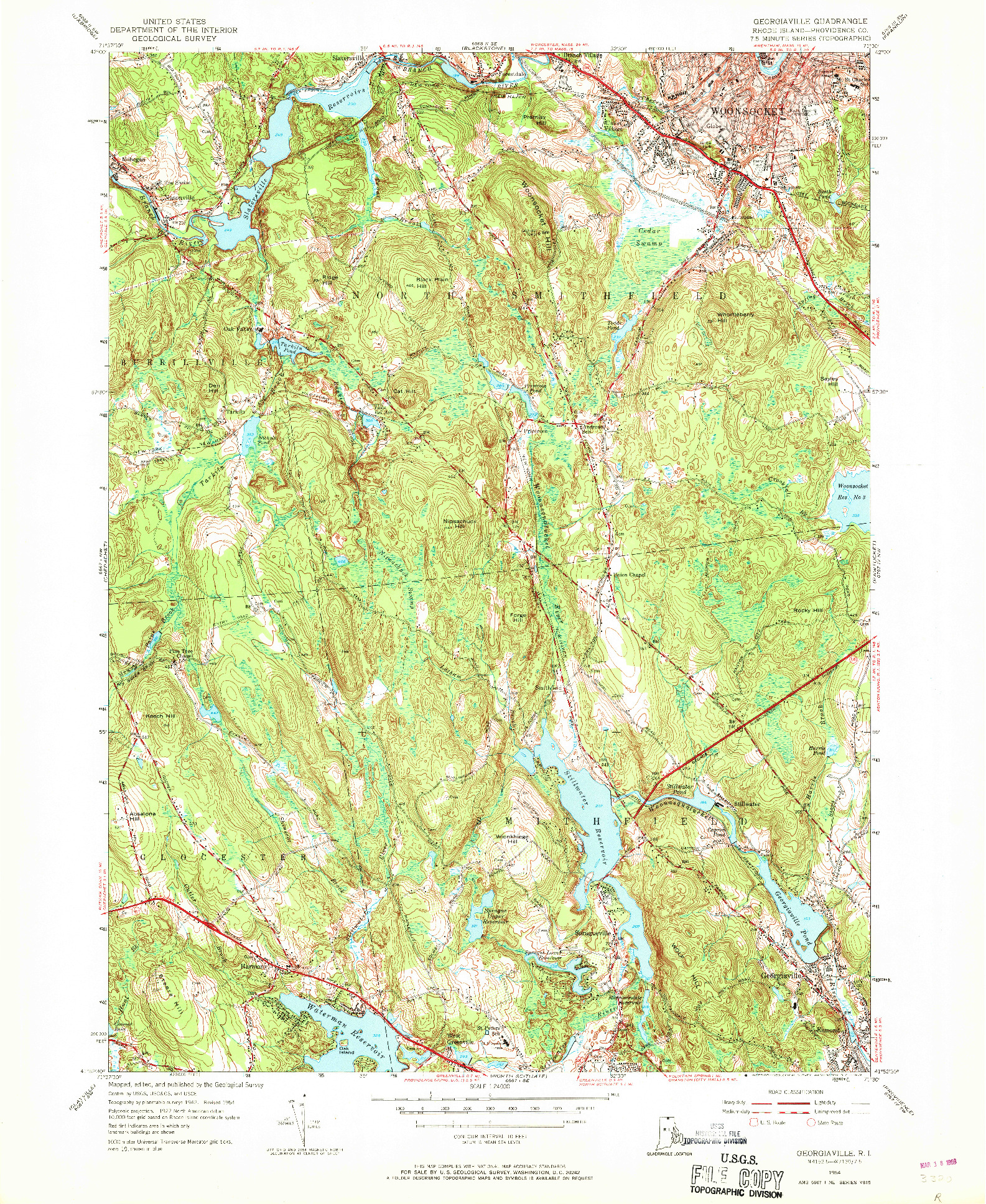 USGS 1:24000-SCALE QUADRANGLE FOR GEORGIAVILLE, RI 1954