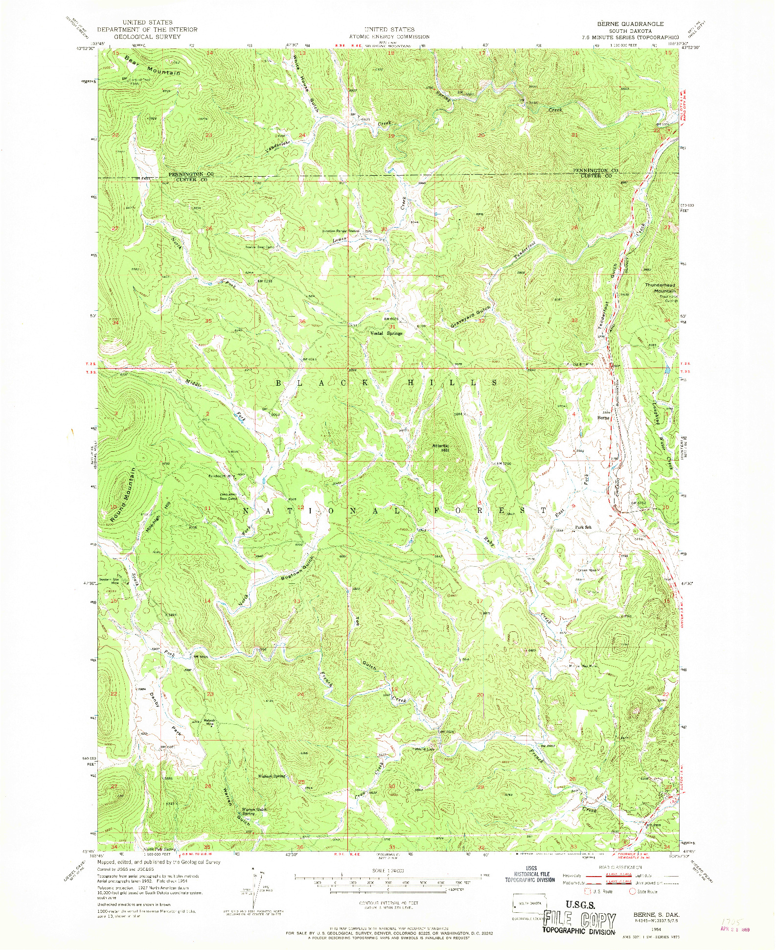 USGS 1:24000-SCALE QUADRANGLE FOR BERNE, SD 1954