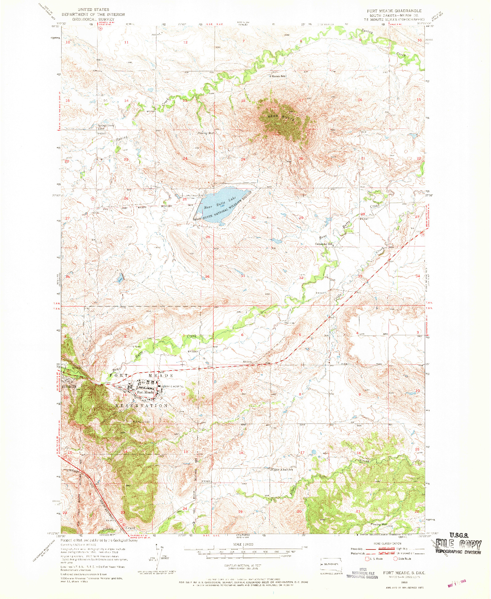 USGS 1:24000-SCALE QUADRANGLE FOR FORT MEADE, SD 1953