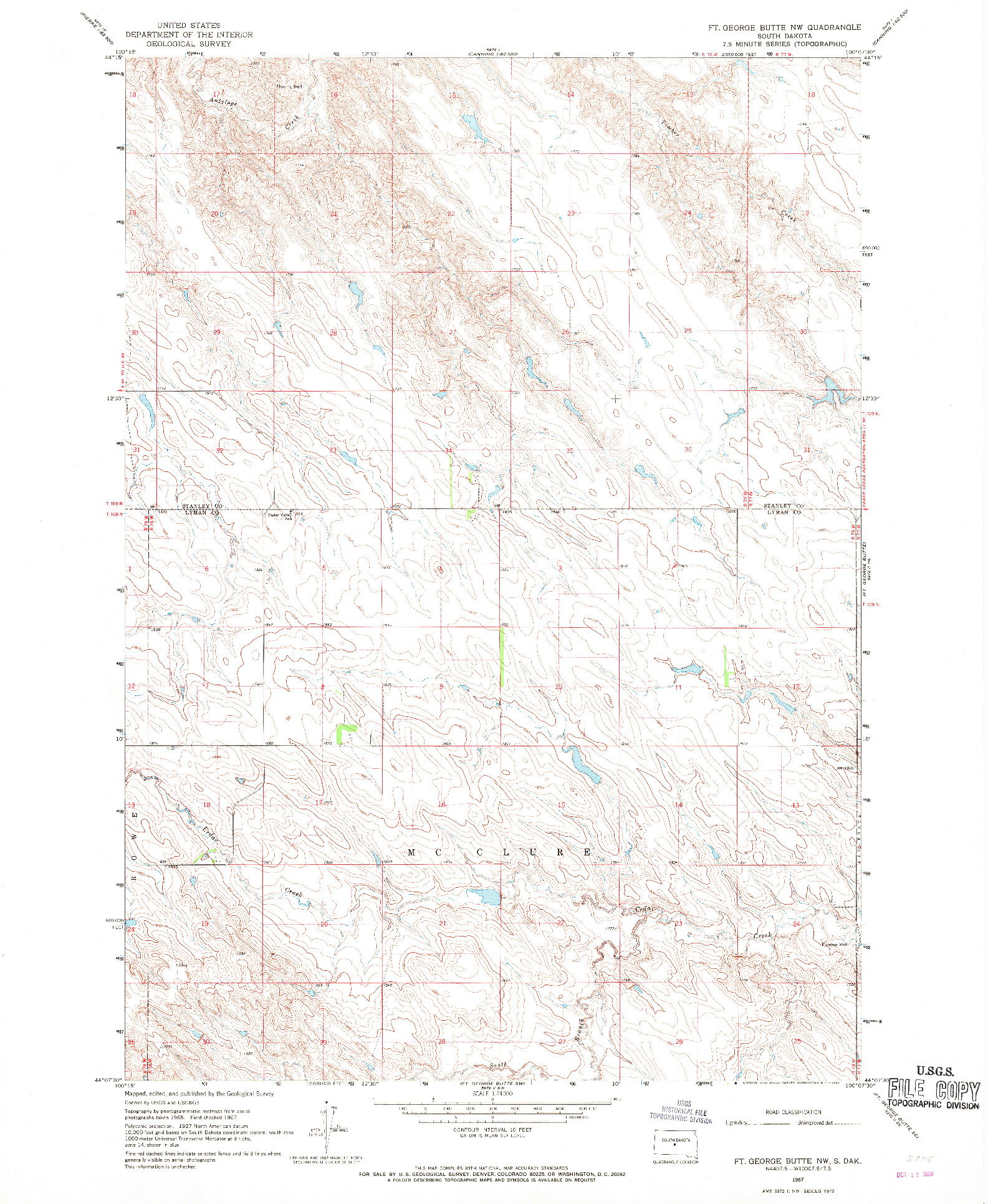 USGS 1:24000-SCALE QUADRANGLE FOR FT. GEORGE BUTTE NW, SD 1967
