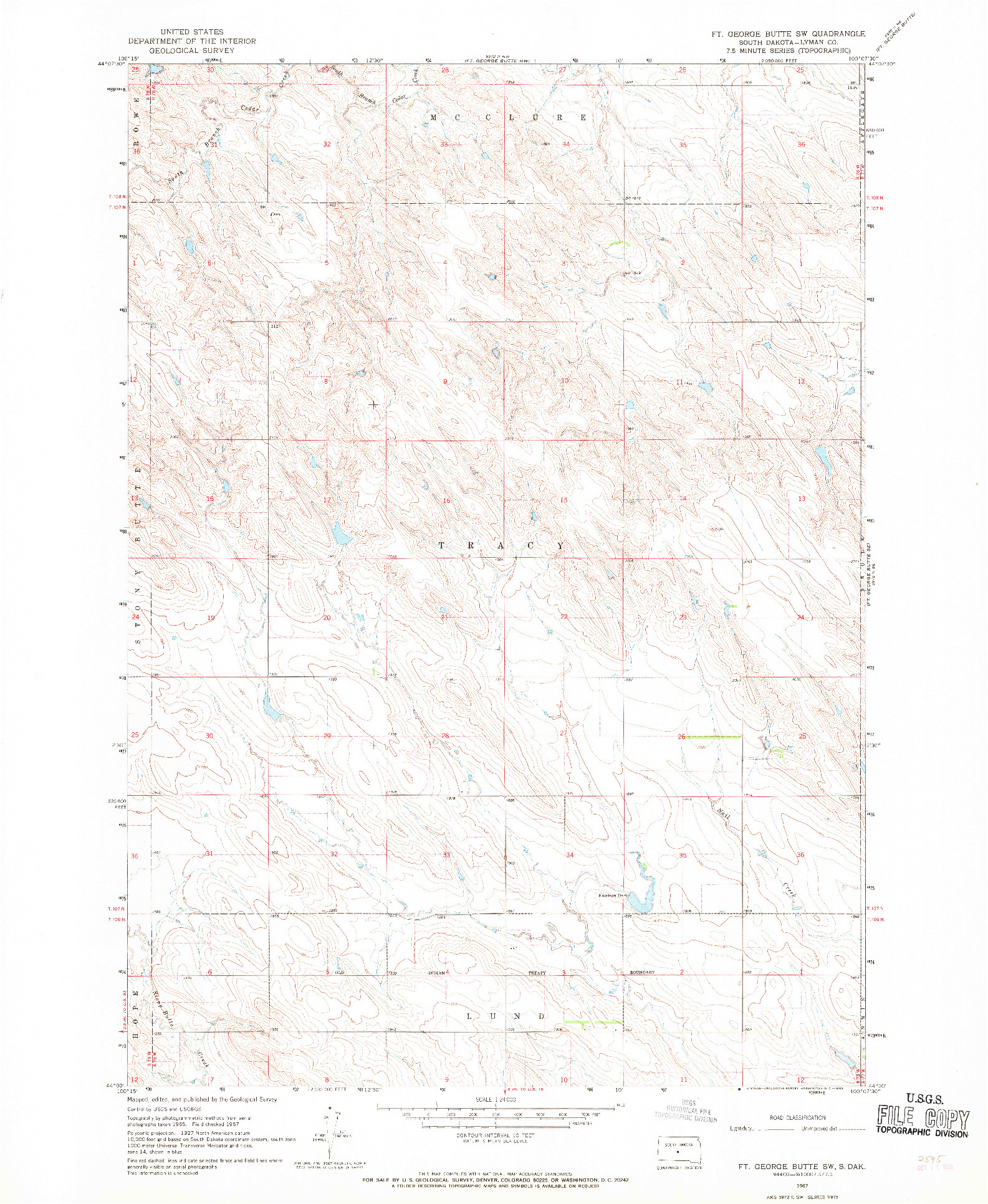 USGS 1:24000-SCALE QUADRANGLE FOR FT. GEORGE BUTTE SW, SD 1967