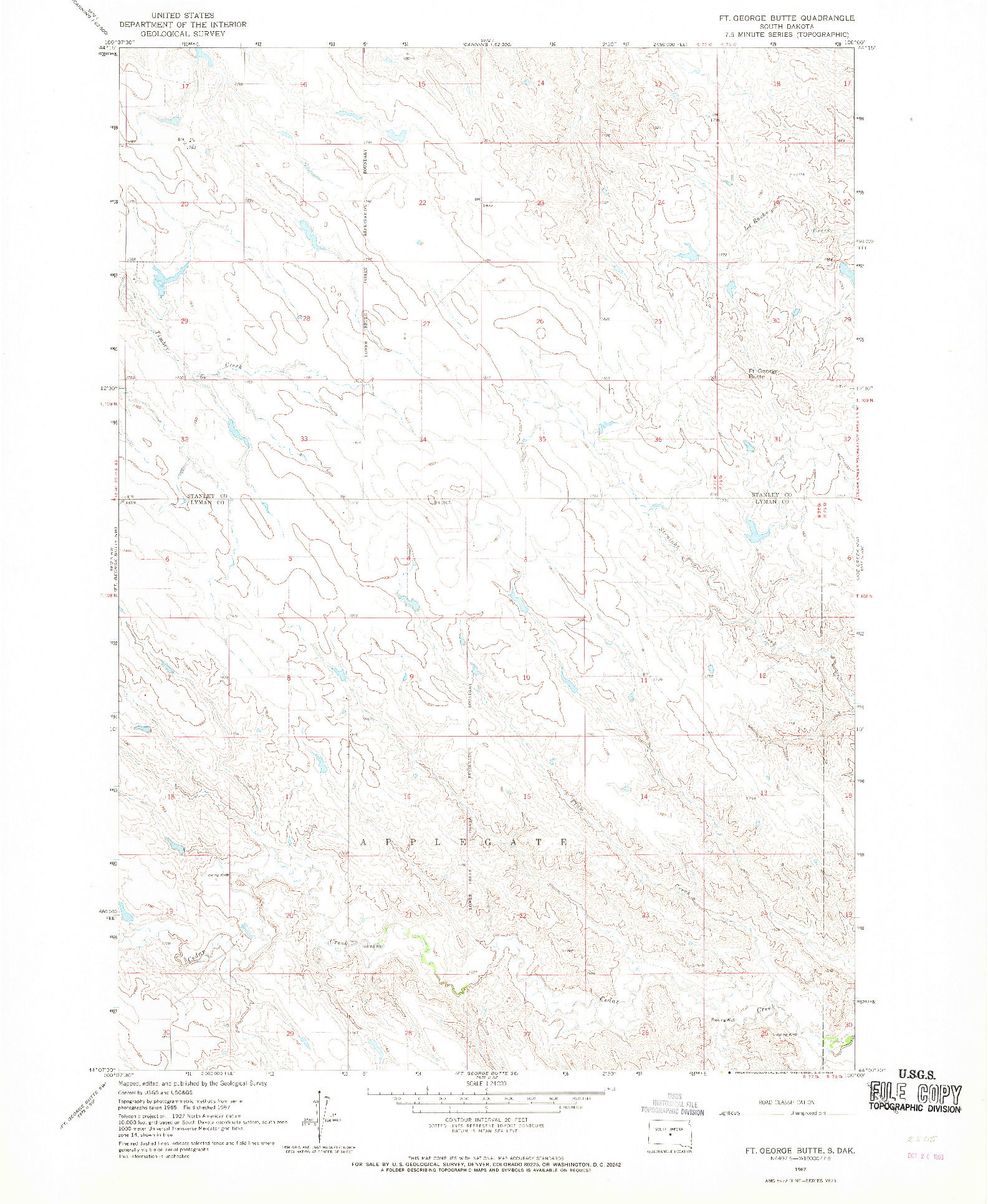 USGS 1:24000-SCALE QUADRANGLE FOR FT. GEORGE BUTTE, SD 1967
