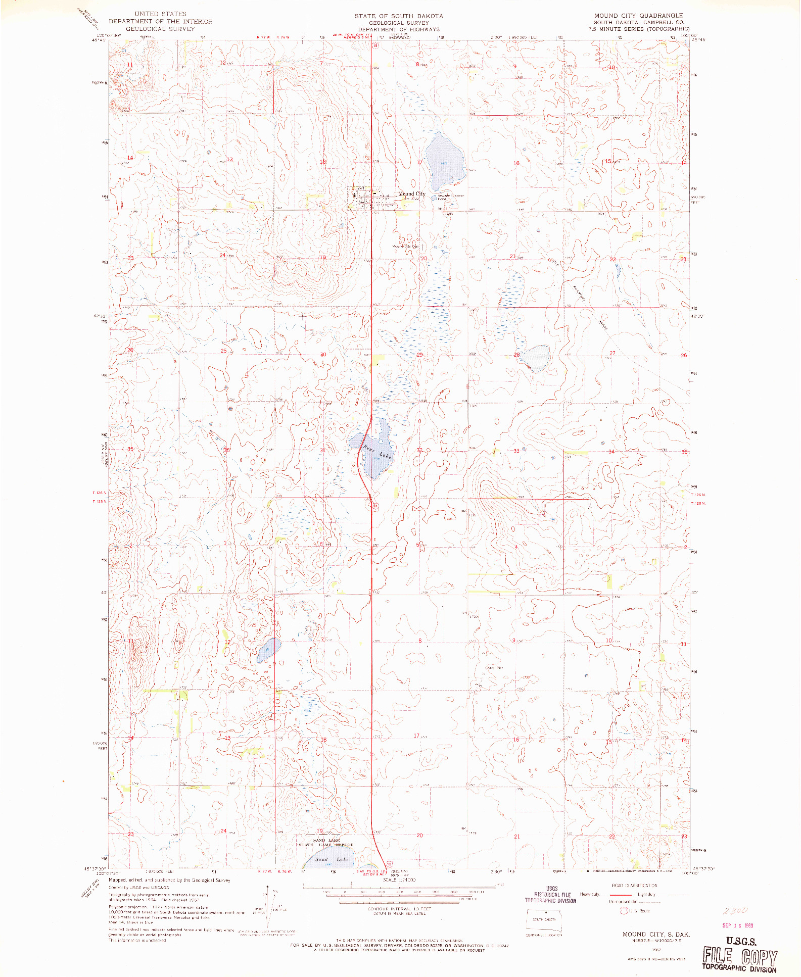 USGS 1:24000-SCALE QUADRANGLE FOR MOUND CITY, SD 1967