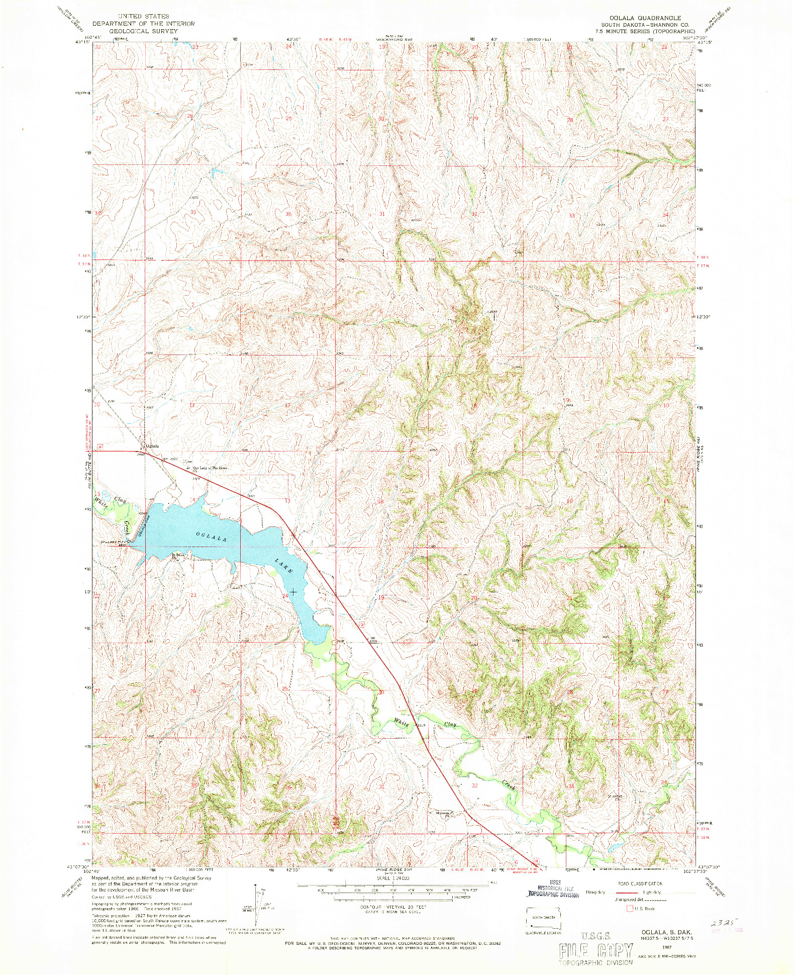 USGS 1:24000-SCALE QUADRANGLE FOR OGLALA, SD 1967