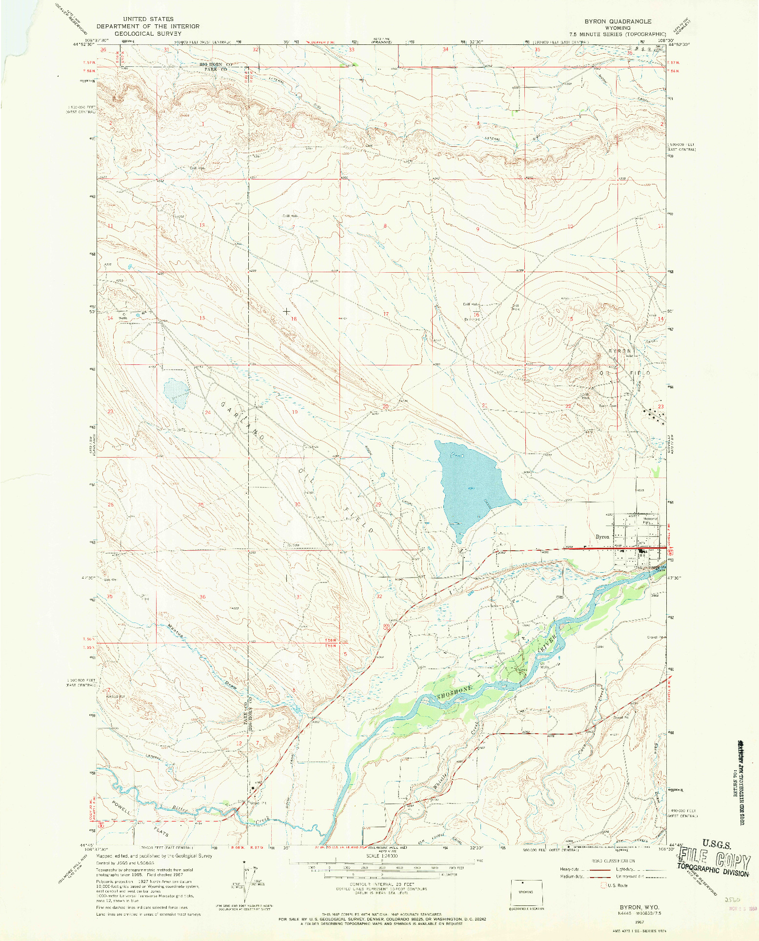 USGS 1:24000-SCALE QUADRANGLE FOR BYRON, WY 1967