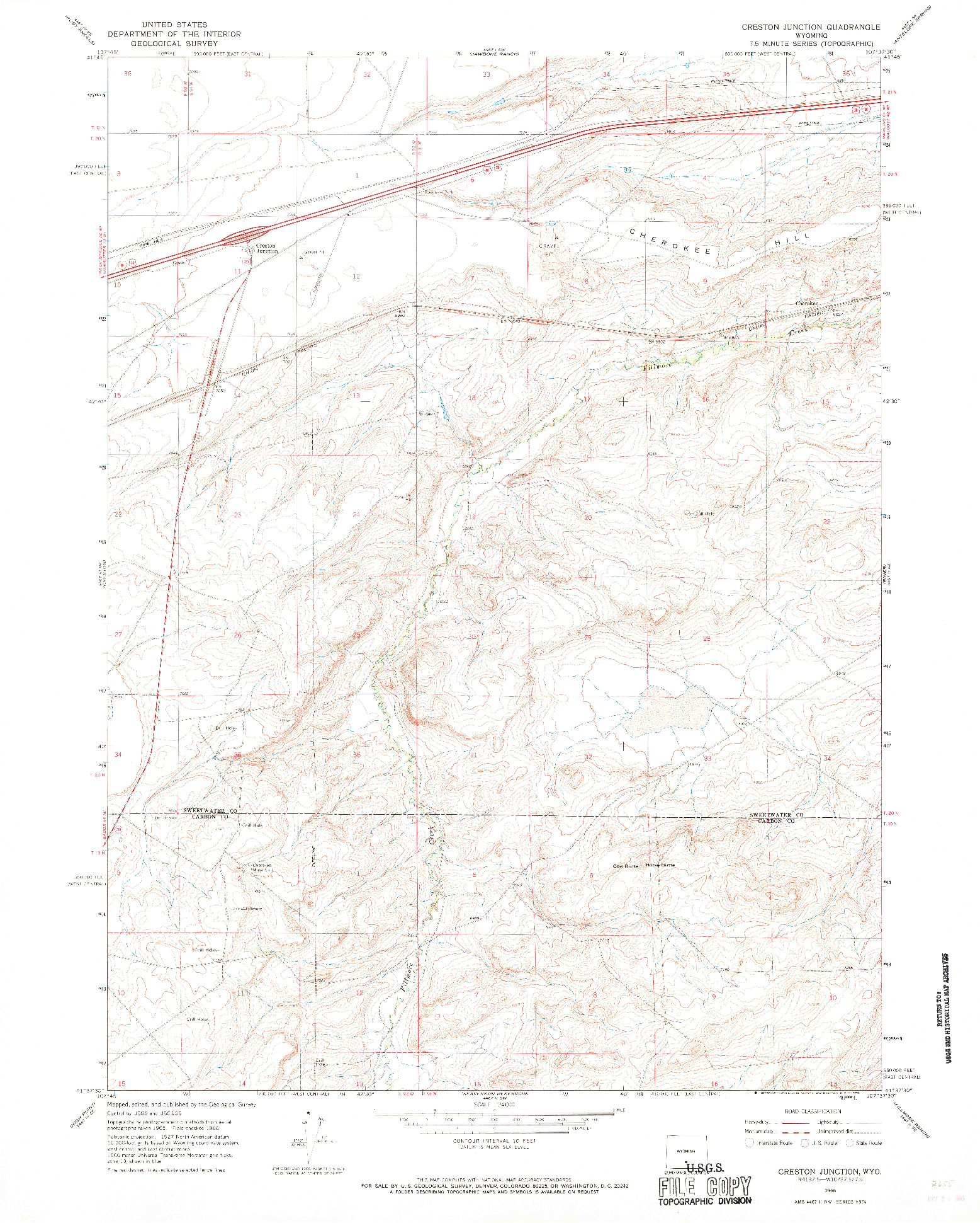 USGS 1:24000-SCALE QUADRANGLE FOR CRESTON JUNCTION, WY 1966