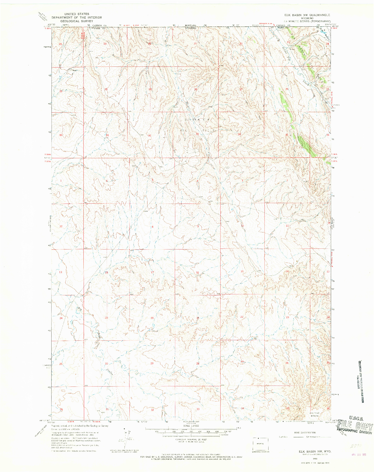 USGS 1:24000-SCALE QUADRANGLE FOR ELK BASIN NW, WY 1966