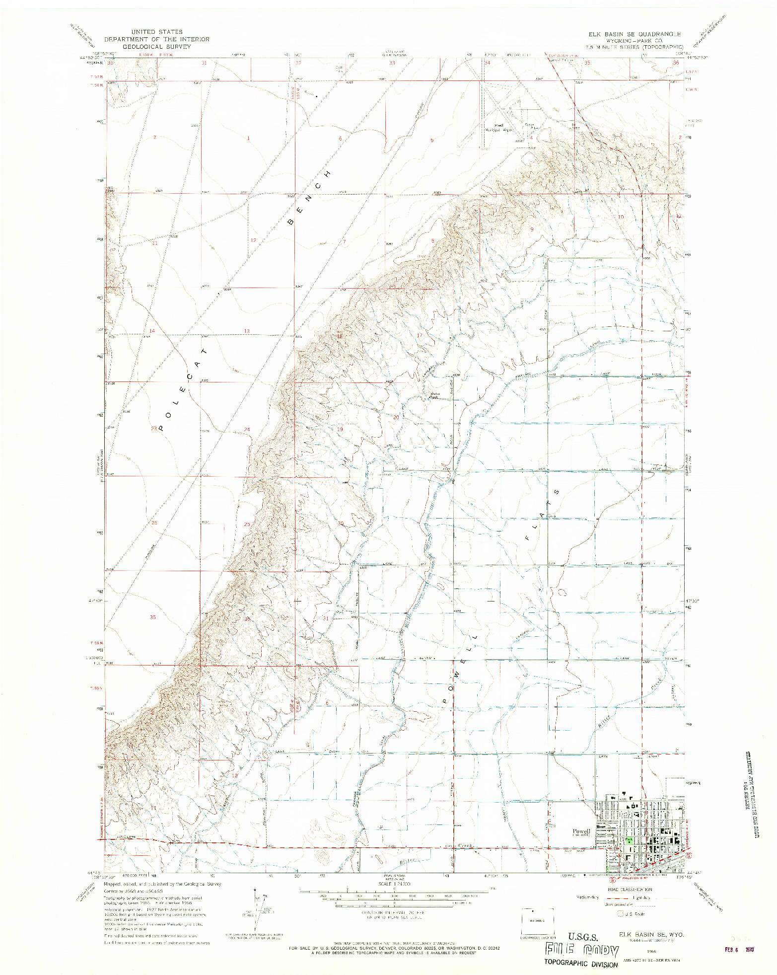 USGS 1:24000-SCALE QUADRANGLE FOR ELK BASIN SE, WY 1966