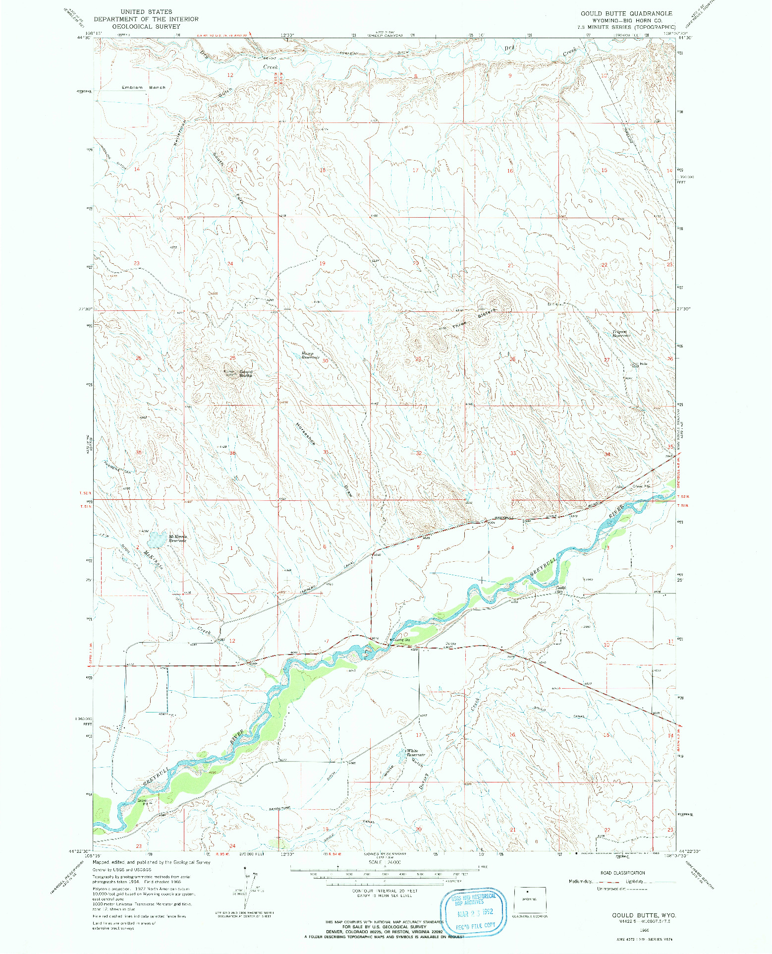 USGS 1:24000-SCALE QUADRANGLE FOR GOULD BUTTE, WY 1966