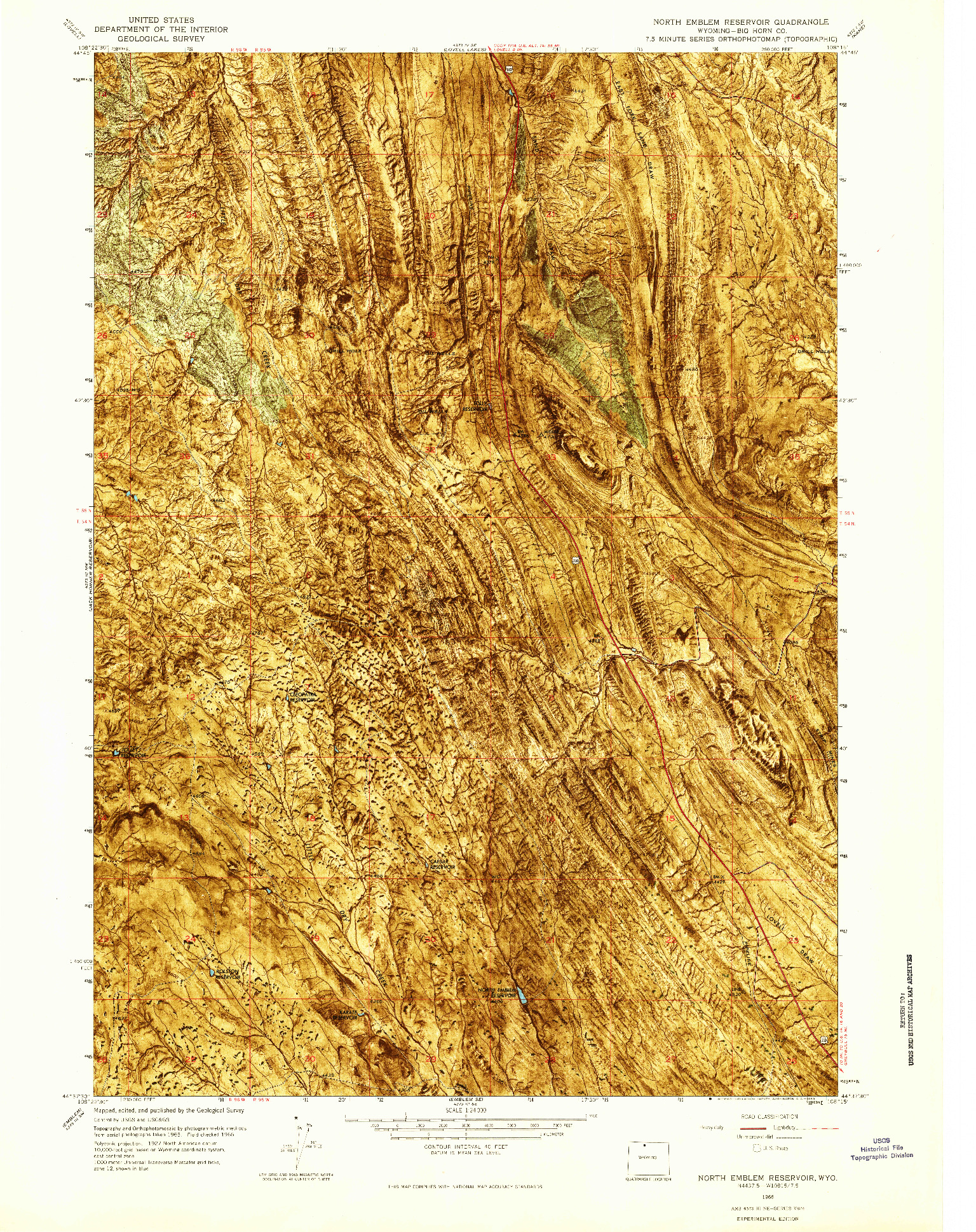 USGS 1:24000-SCALE QUADRANGLE FOR NORTH EMBLEM RESERVOIR, WY 1966