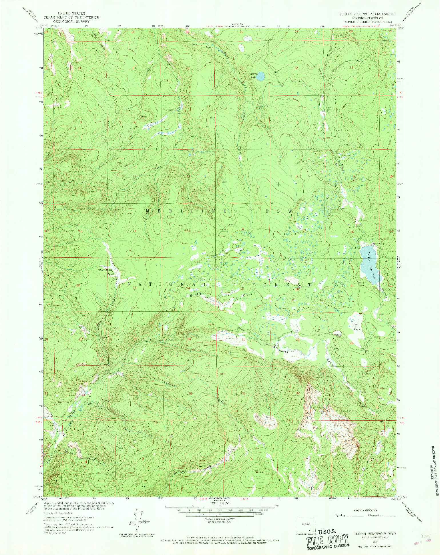 USGS 1:24000-SCALE QUADRANGLE FOR TURPIN RESERVOIR, WY 1961
