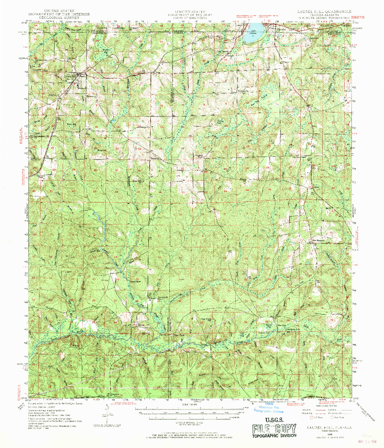 USGS 1:62500-SCALE QUADRANGLE FOR LAUREL HILL, FL 1949