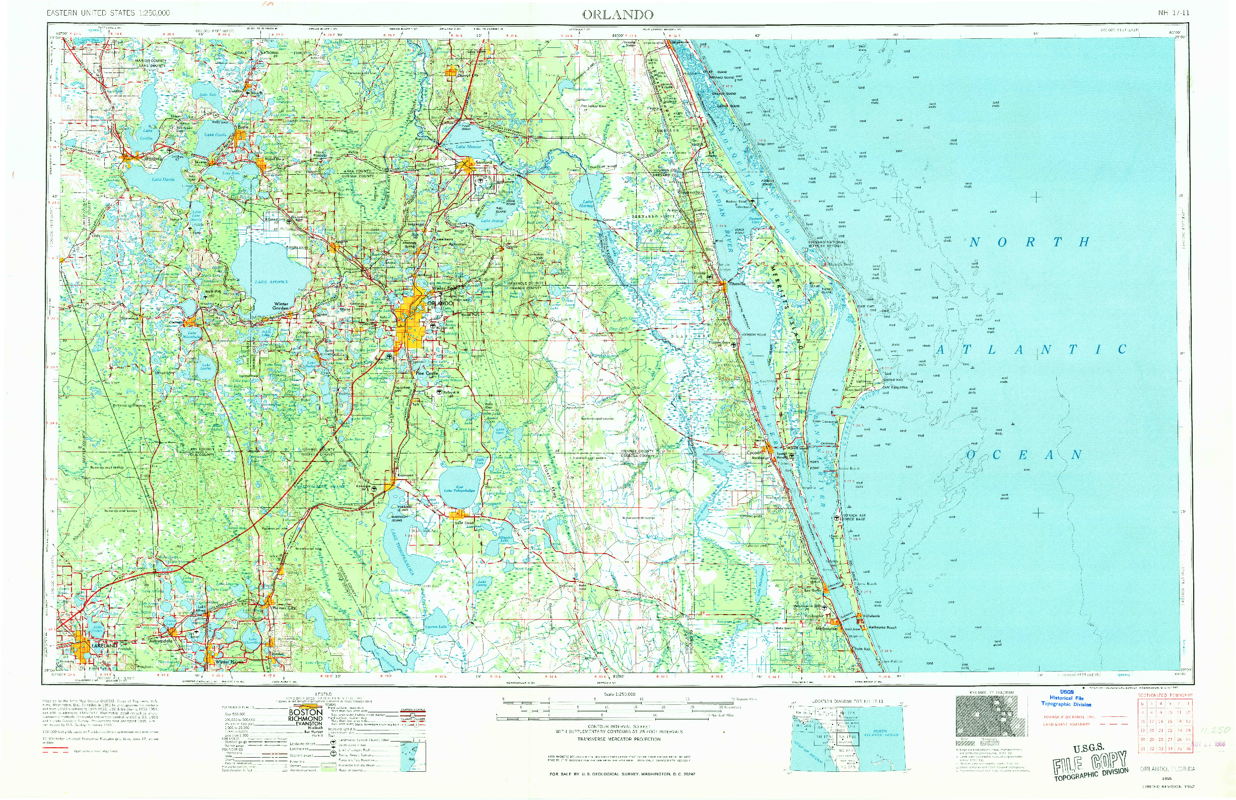 USGS 1:250000-SCALE QUADRANGLE FOR ORLANDO, FL 1955