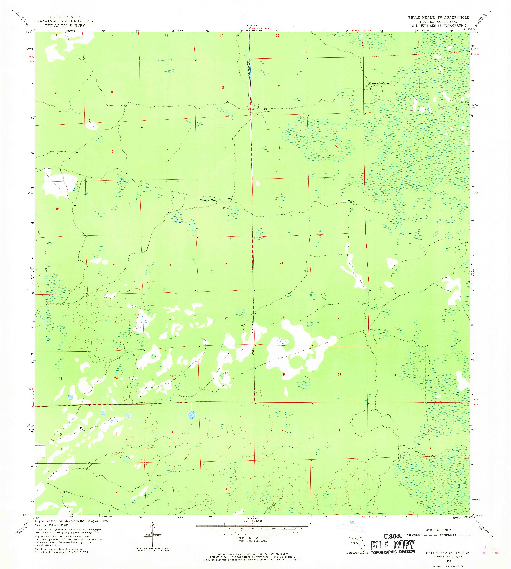 USGS 1:24000-SCALE QUADRANGLE FOR BELLE MEADE NW, FL 1958