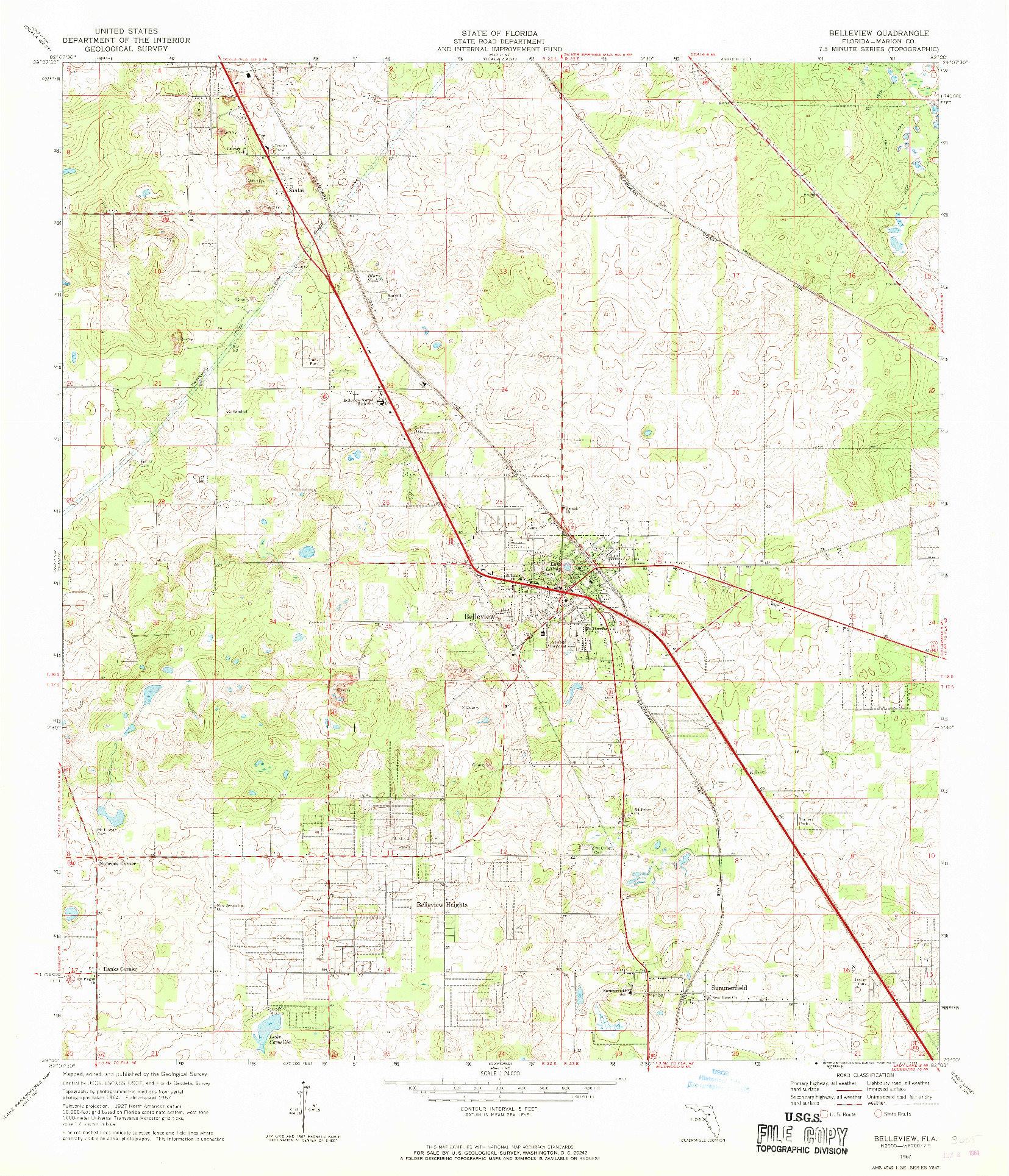 USGS 1:24000-SCALE QUADRANGLE FOR BELLEVIEW, FL 1967