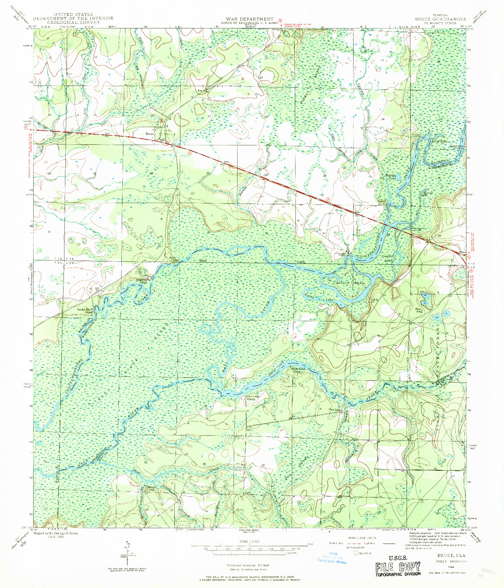 USGS 1:24000-SCALE QUADRANGLE FOR BRUCE, FL 1944