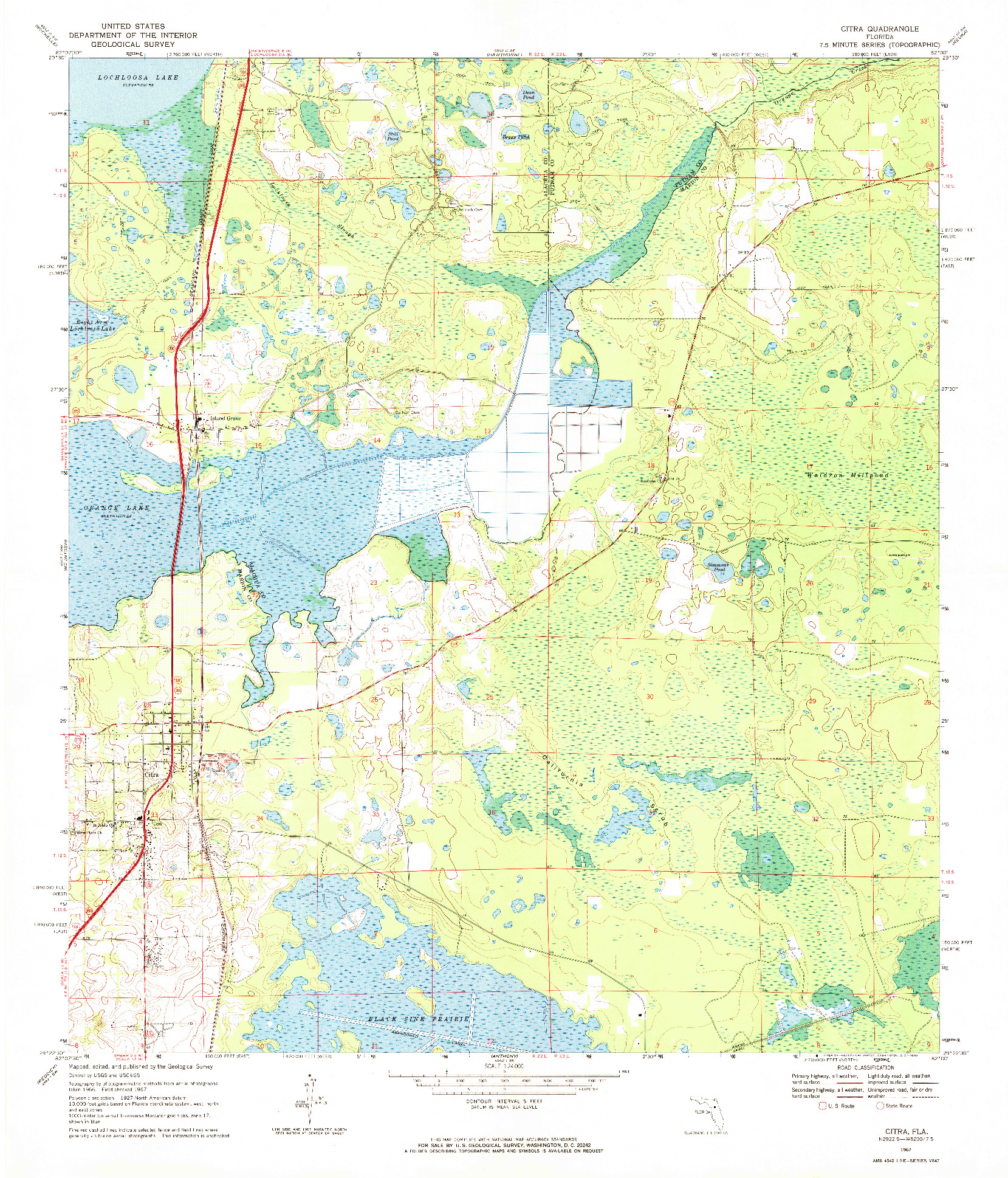 USGS 1:24000-SCALE QUADRANGLE FOR CITRA, FL 1967