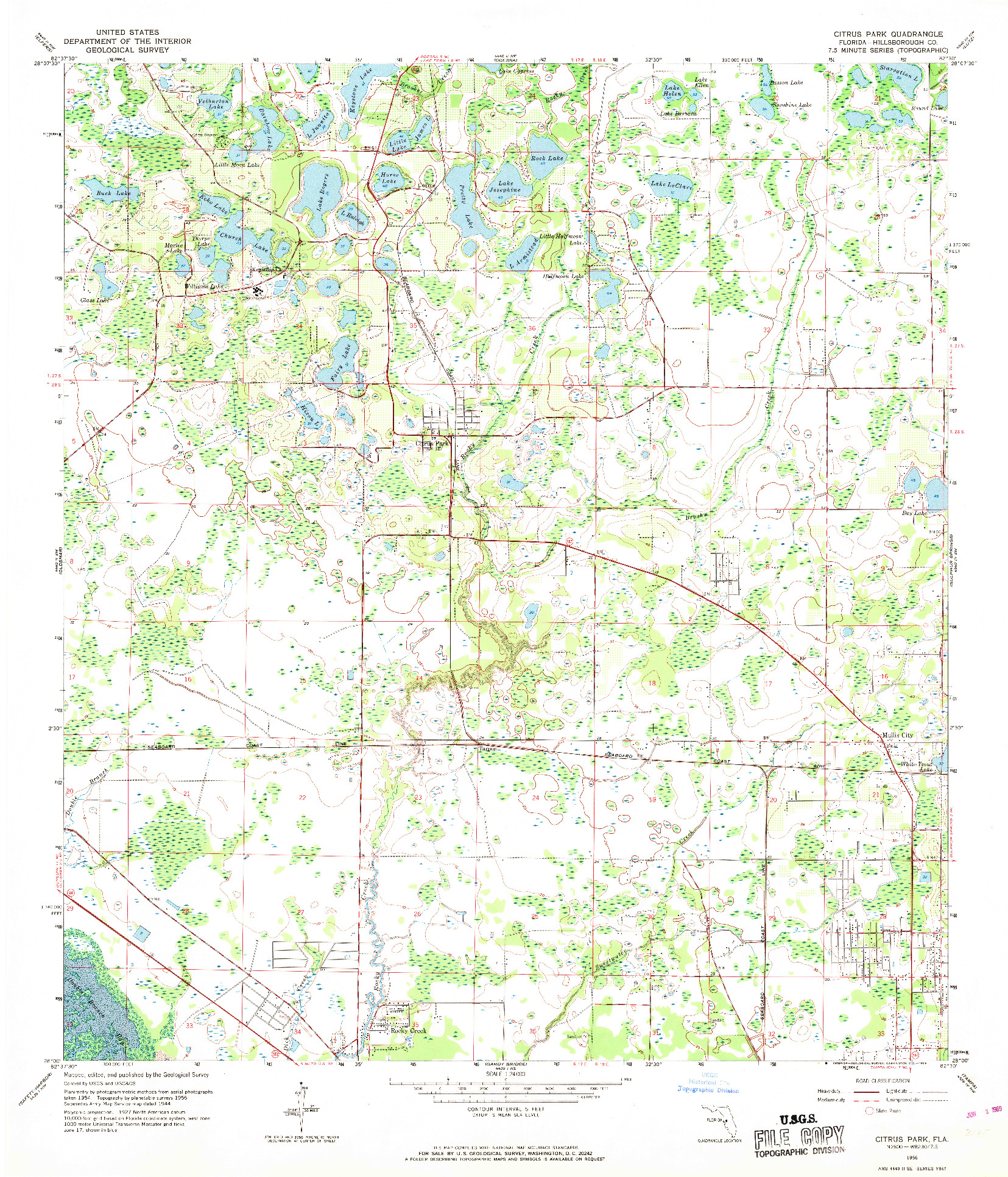 USGS 1:24000-SCALE QUADRANGLE FOR CITRUS PARK, FL 1956