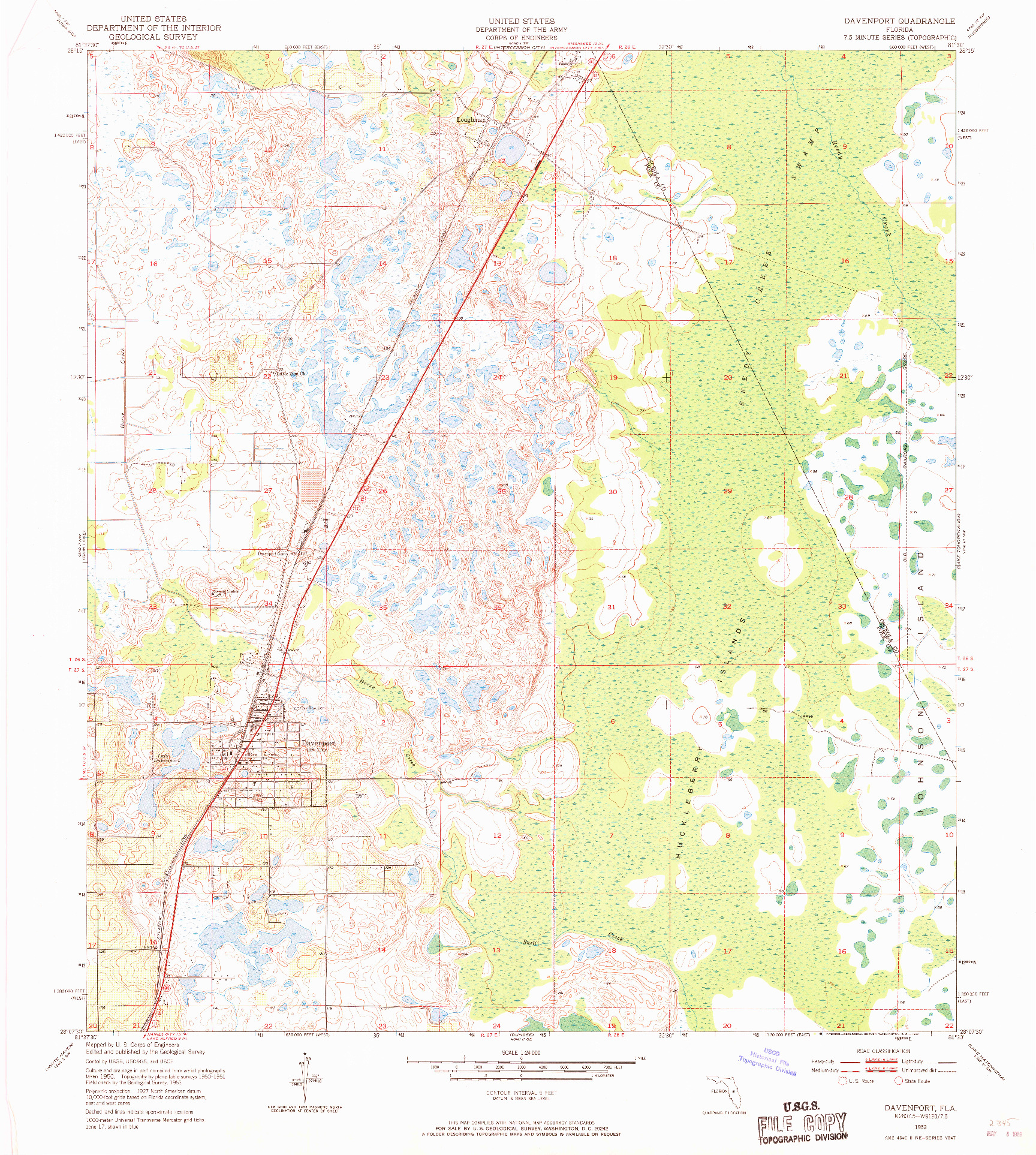 USGS 1:24000-SCALE QUADRANGLE FOR DAVENPORT, FL 1953