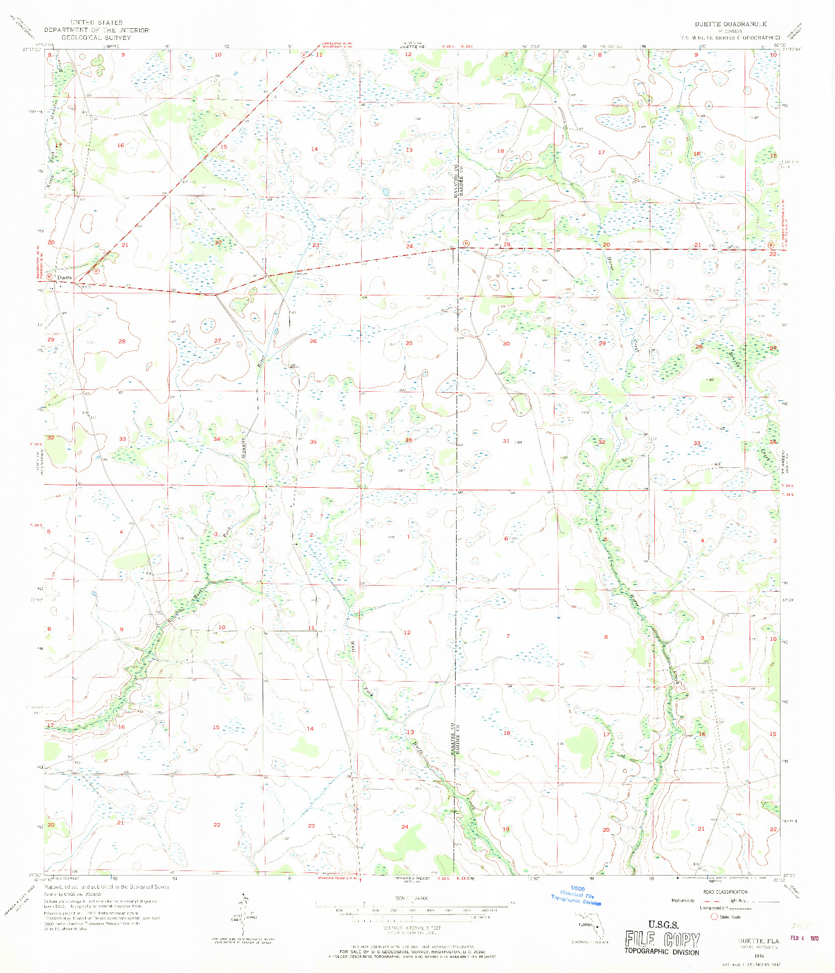 USGS 1:24000-SCALE QUADRANGLE FOR DUETTE, FL 1956