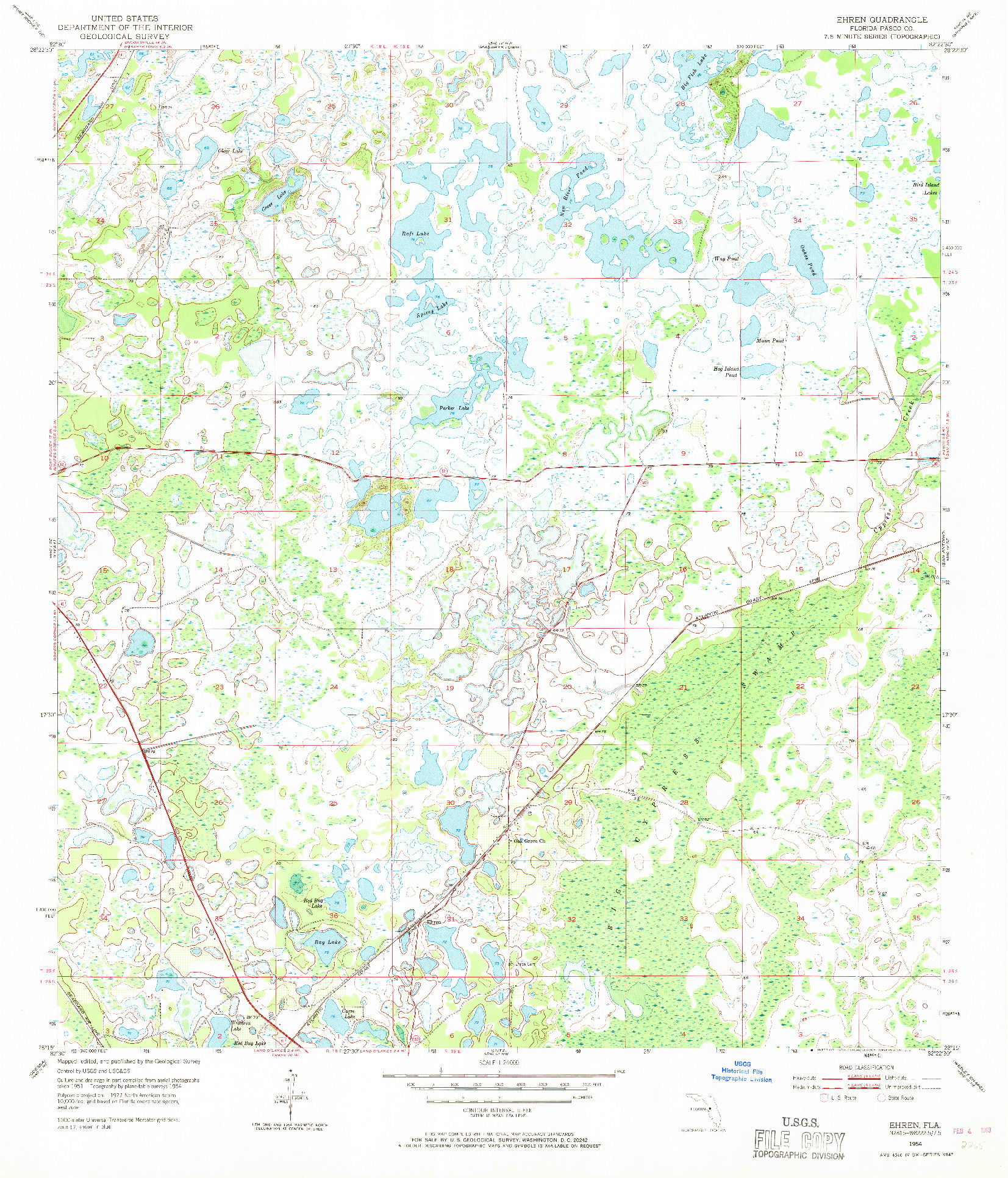 USGS 1:24000-SCALE QUADRANGLE FOR EHREN, FL 1954
