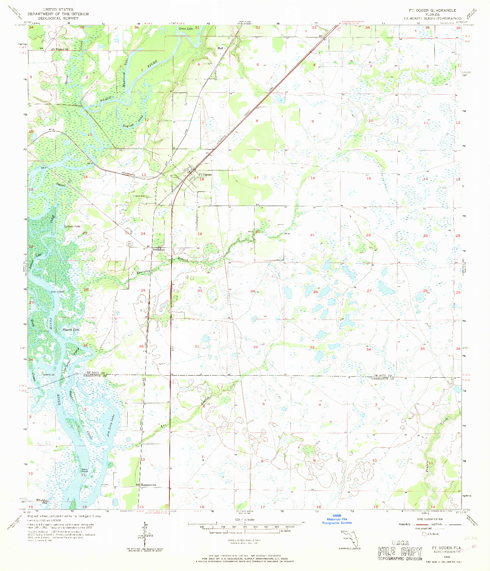 USGS 1:24000-SCALE QUADRANGLE FOR FT. OGDEN, FL 1956