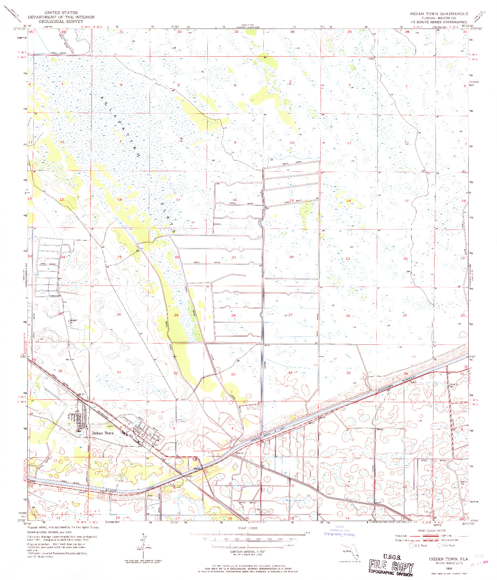 USGS 1:24000-SCALE QUADRANGLE FOR INDIAN TOWN, FL 1953