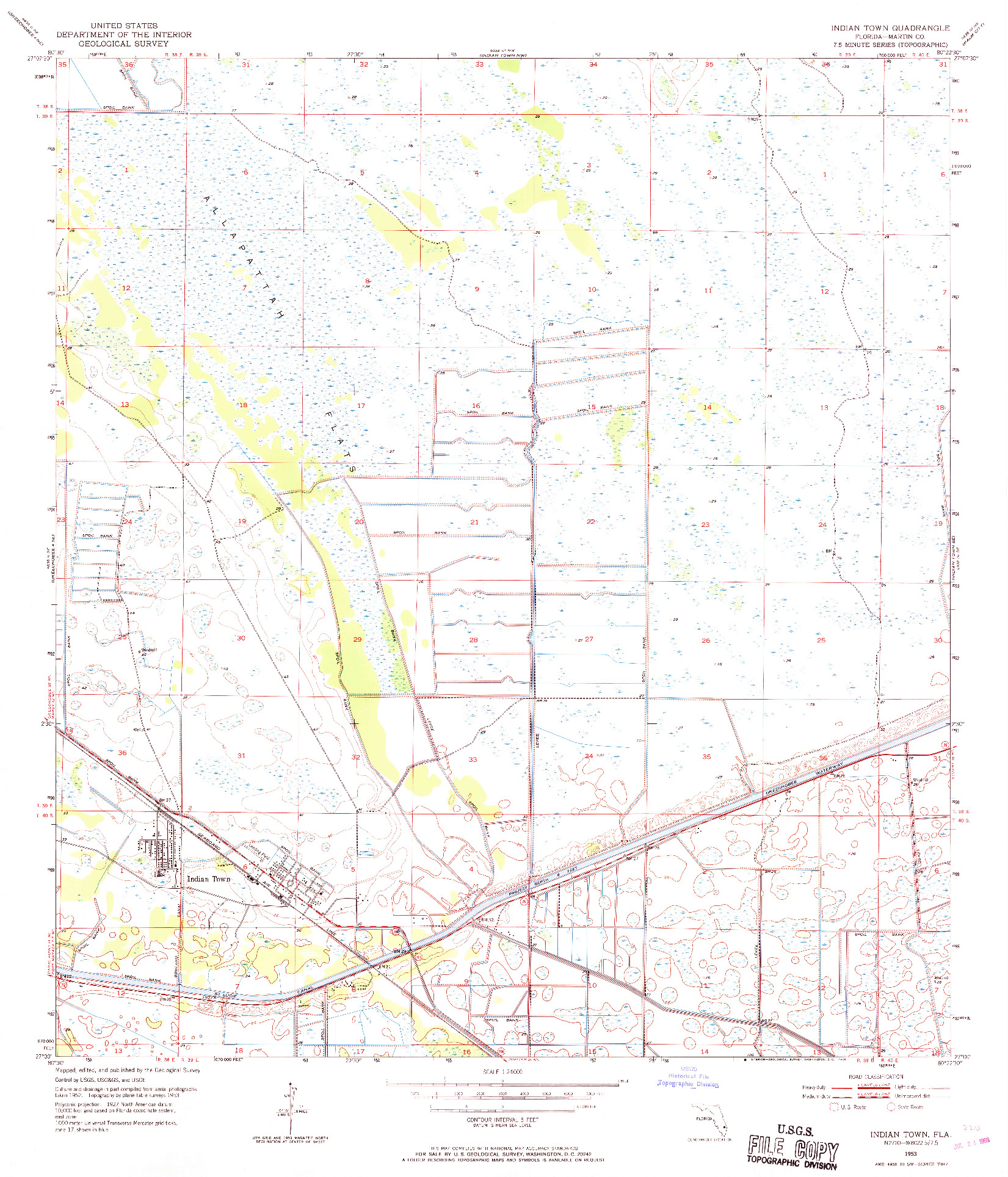 USGS 1:24000-SCALE QUADRANGLE FOR INDIAN TOWN, FL 1953