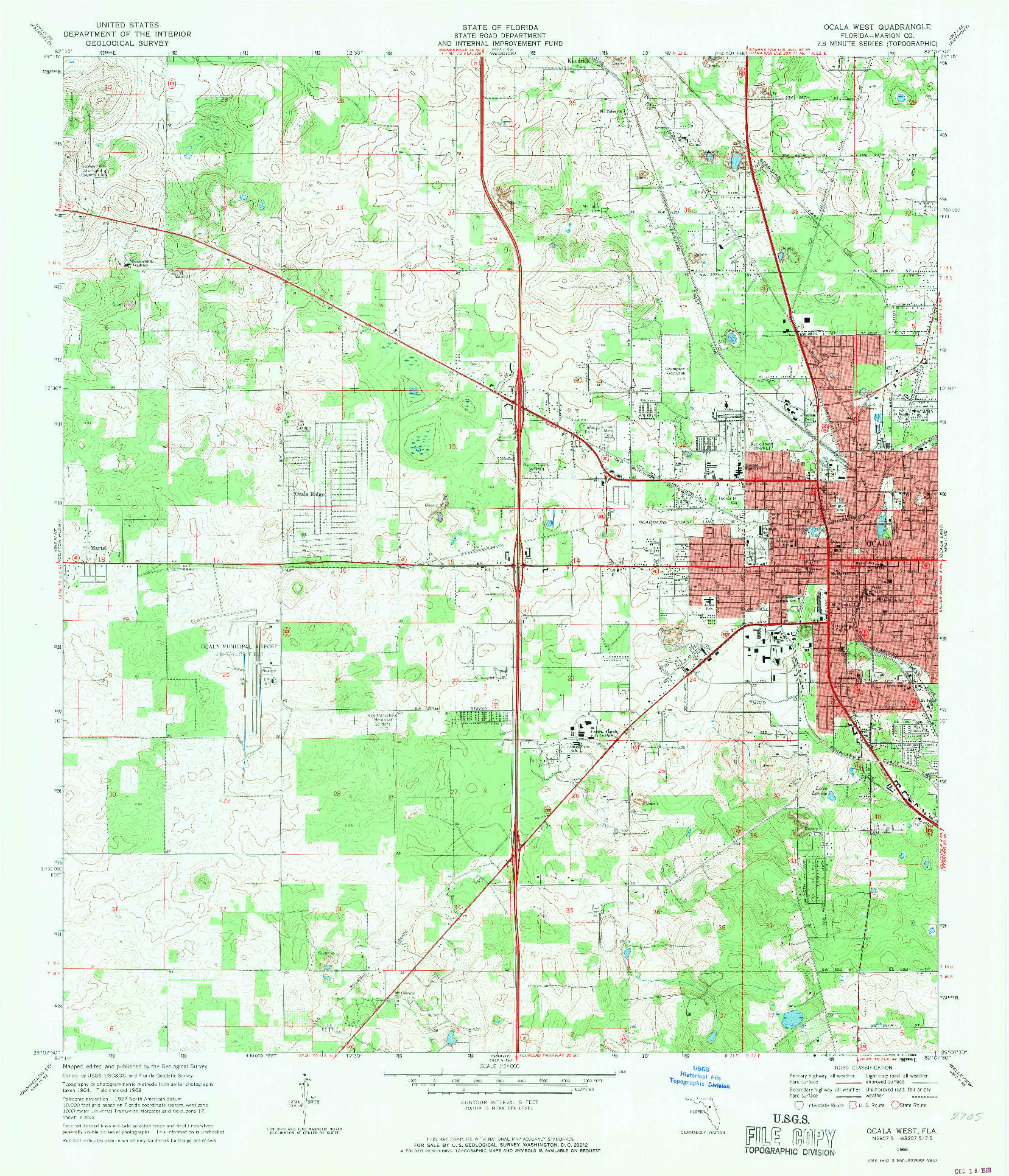 USGS 1:24000-SCALE QUADRANGLE FOR OCALA WEST, FL 1968