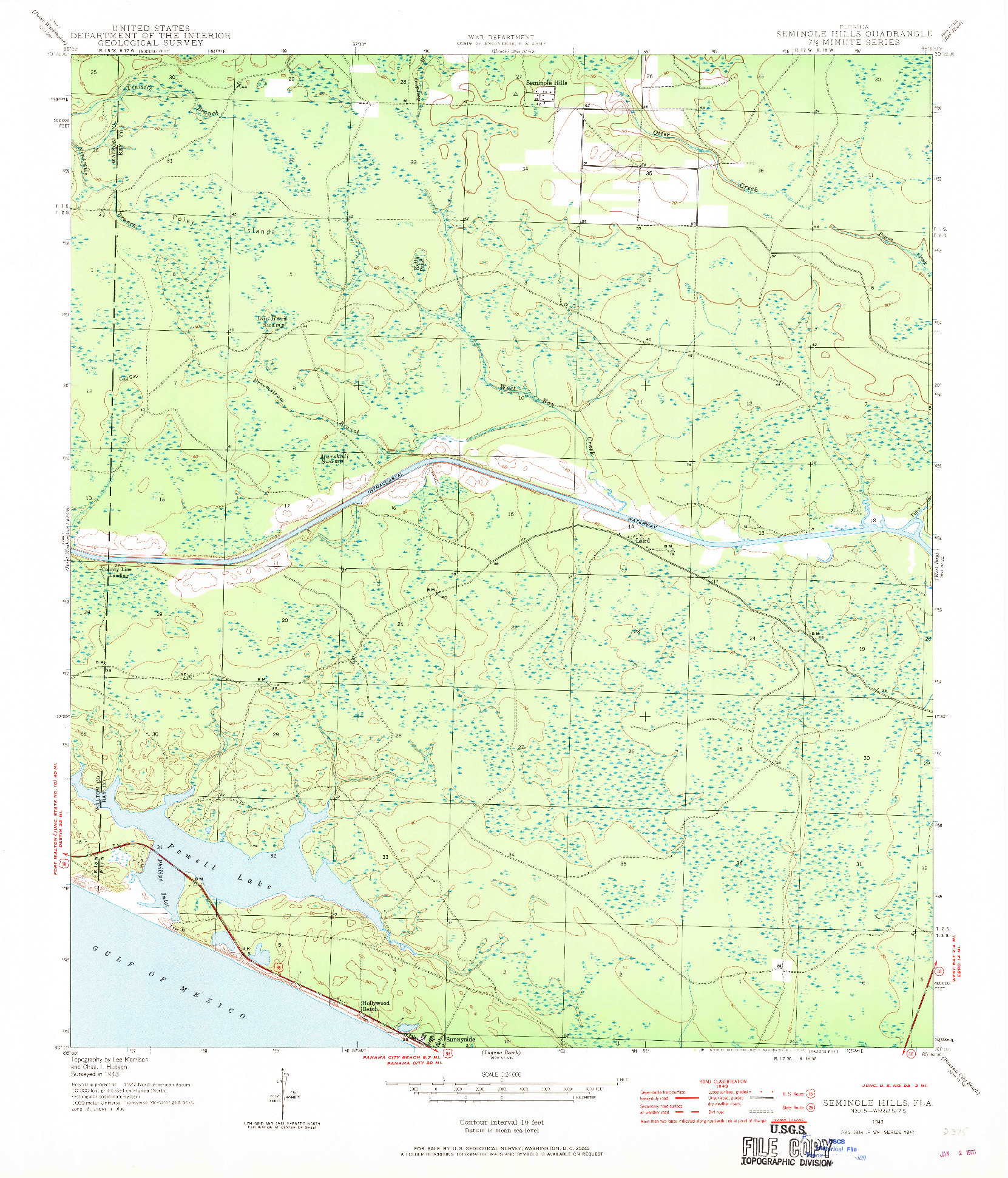 USGS 1:24000-SCALE QUADRANGLE FOR SEMINOLE HILLS, FL 1943