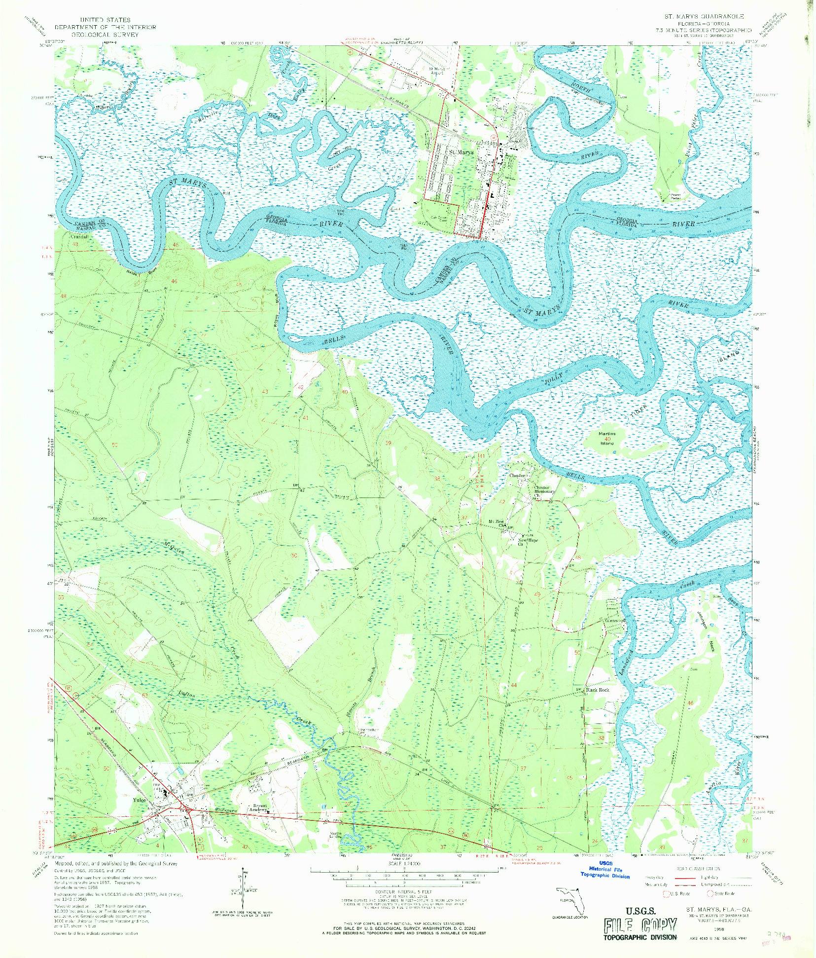 USGS 1:24000-SCALE QUADRANGLE FOR ST MARYS, FL 1958