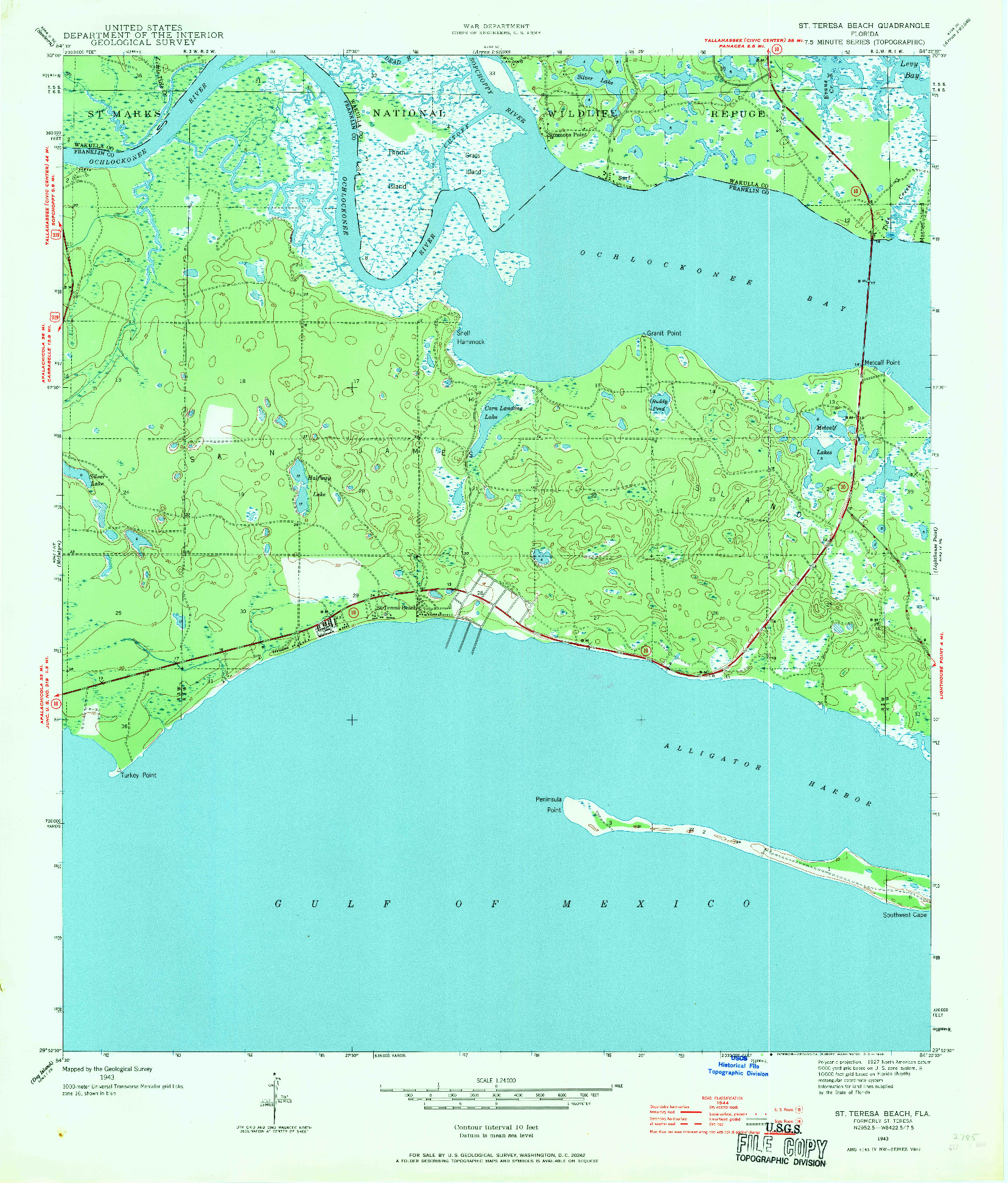 USGS 1:24000-SCALE QUADRANGLE FOR ST. TERESA BEACH, FL 1943