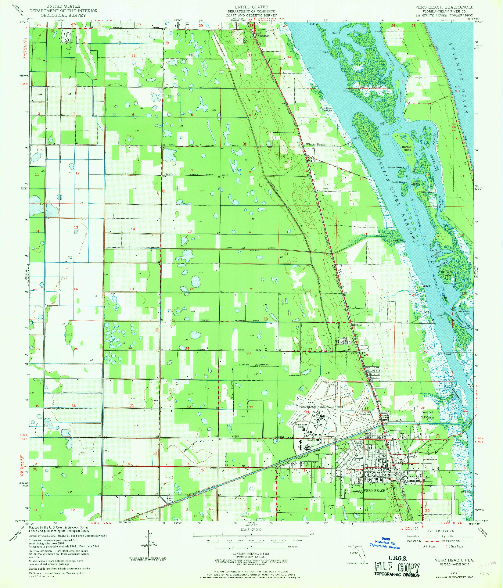 USGS 1:24000-SCALE QUADRANGLE FOR VERO BEACH, FL 1949